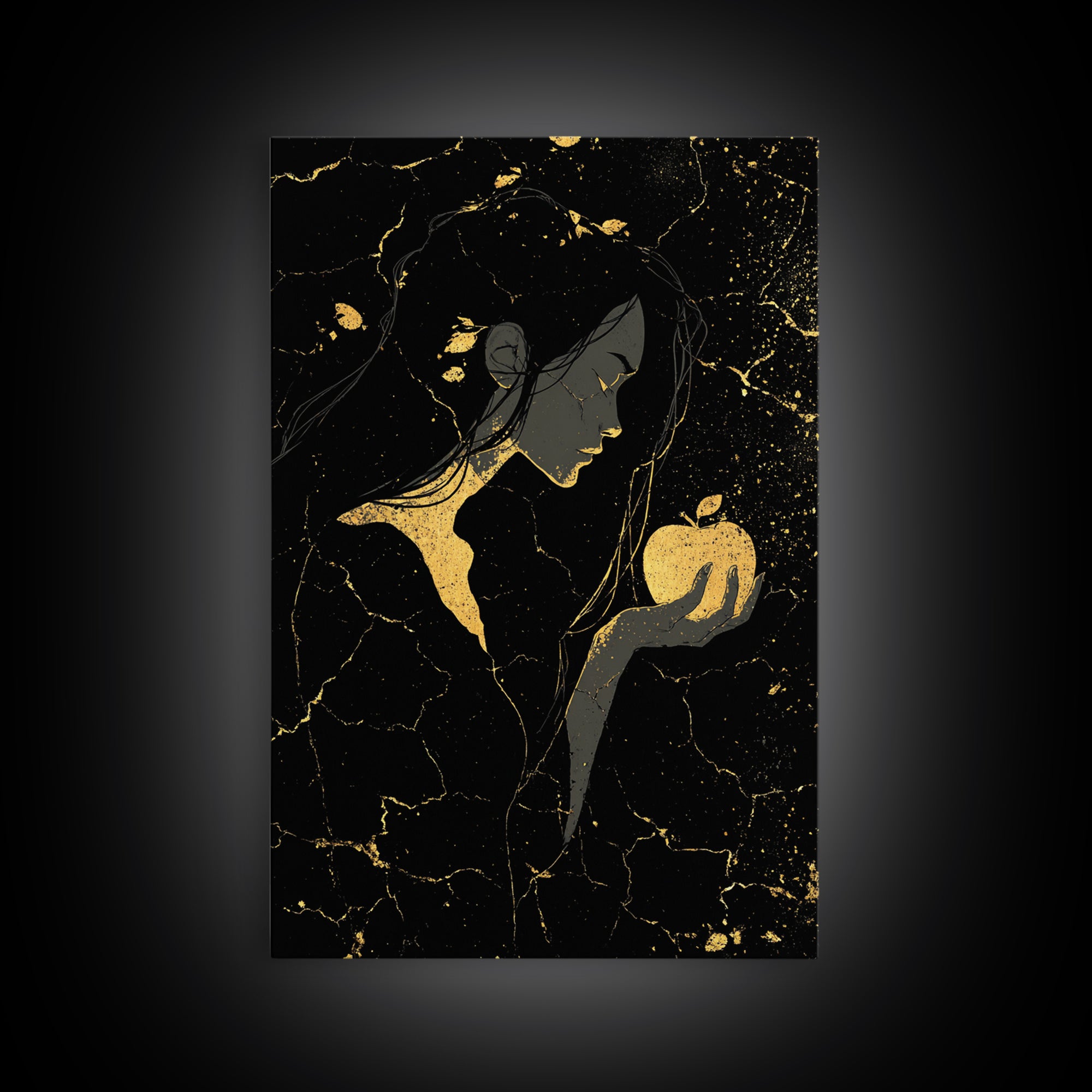 Norse Goddess Idunn Golden Apples Canvas Gold Art Canvas Art Nordic Wall Decor Viking Office or Man Cave framed in real wood