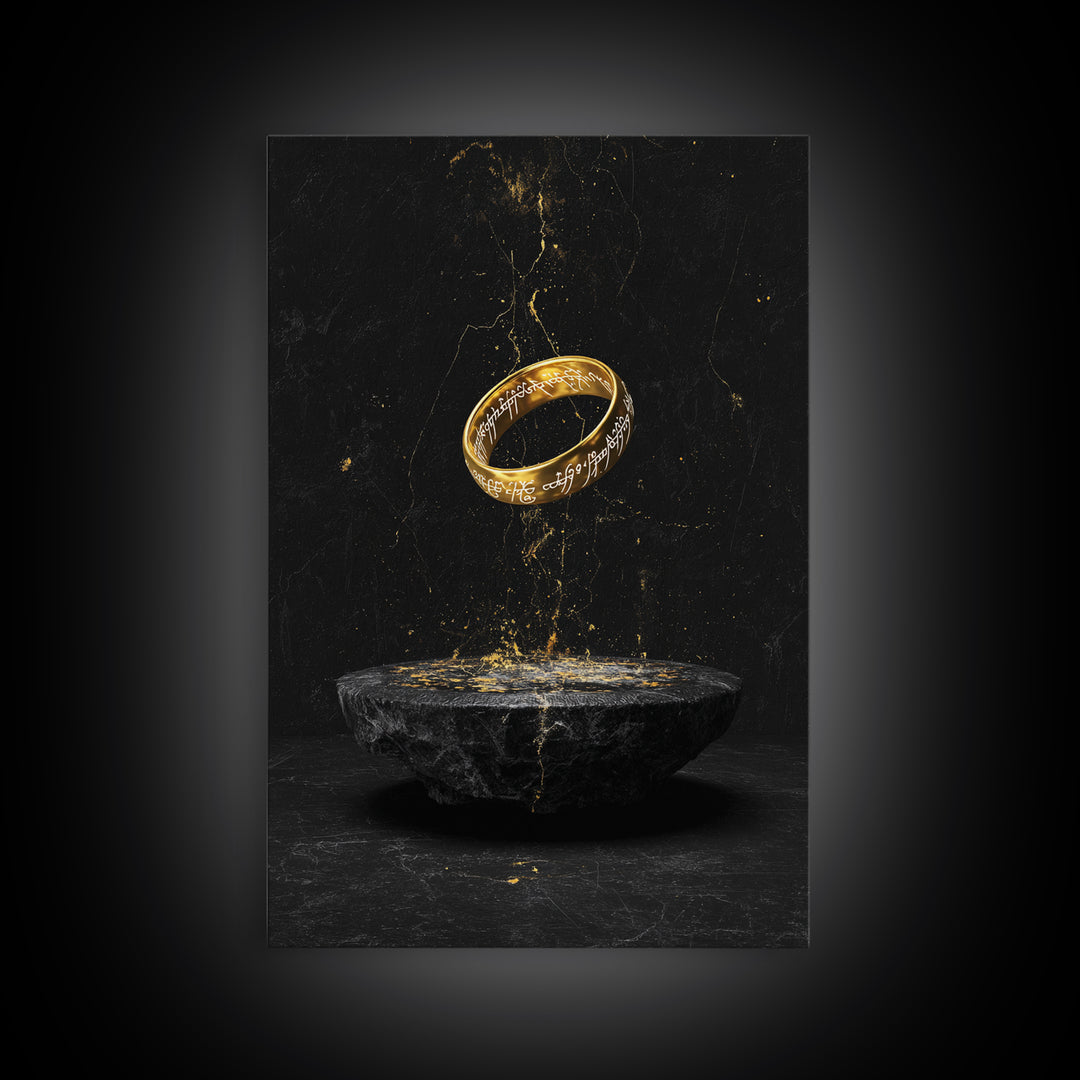 Nordic Mythology Rune Ring Canvas Gold Art Canvas Art – Viking Inspired Office Wall Decor, Man Cave Gift framed with real wood frame