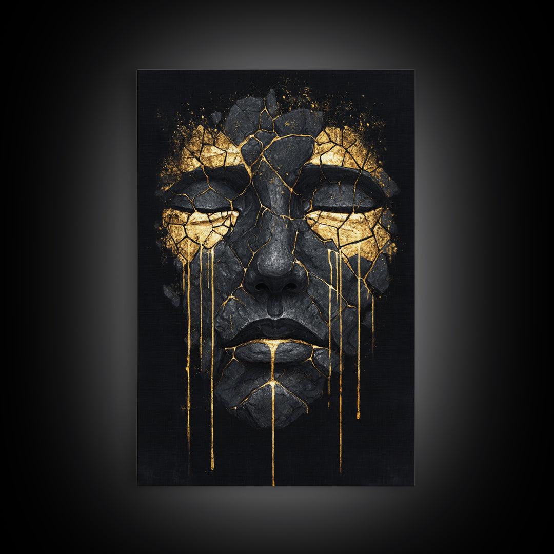 Canvas Gold Art Canvas Art of Yggdrasil | Norse World Tree Artwork in a Real Wood Frame | Viking Decor for Study, Man Cave, or Office