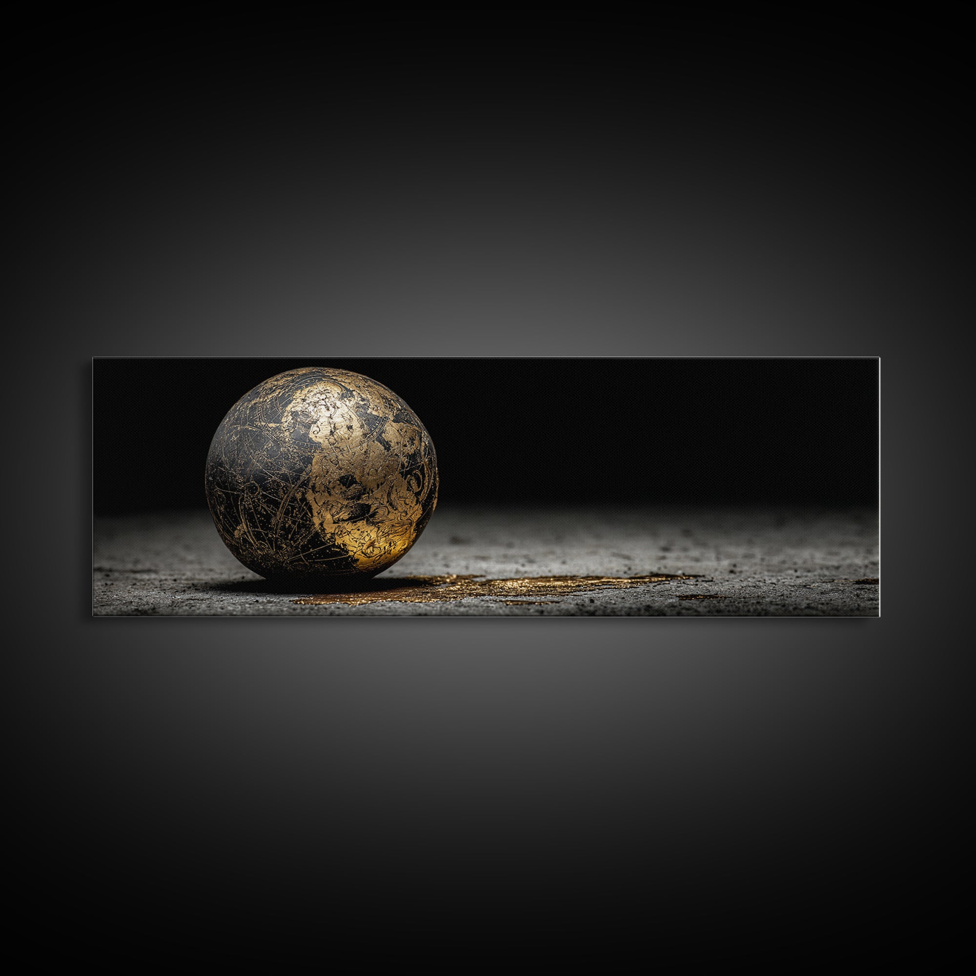 Norse Cosmos Orb Canvas Gold Art Nordic Mythology Canvas Art Viking Sphere Decor framed in authentic wood, Unique Dad Gift