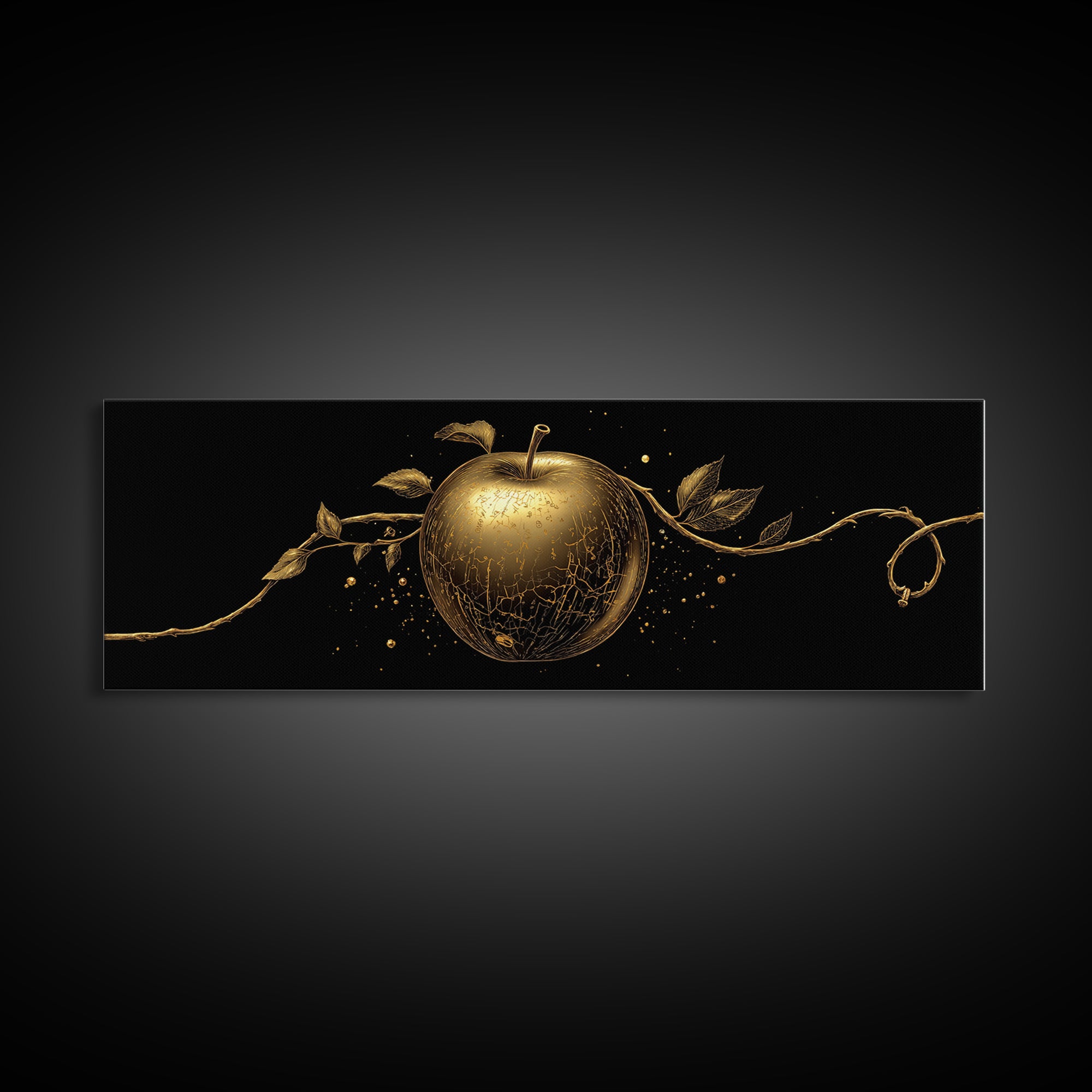 Golden Apple of Idunn Canvas Gold Art Norse Mythology Canvas Art Viking Decor framed in real wood, Unique Nordic Office Art