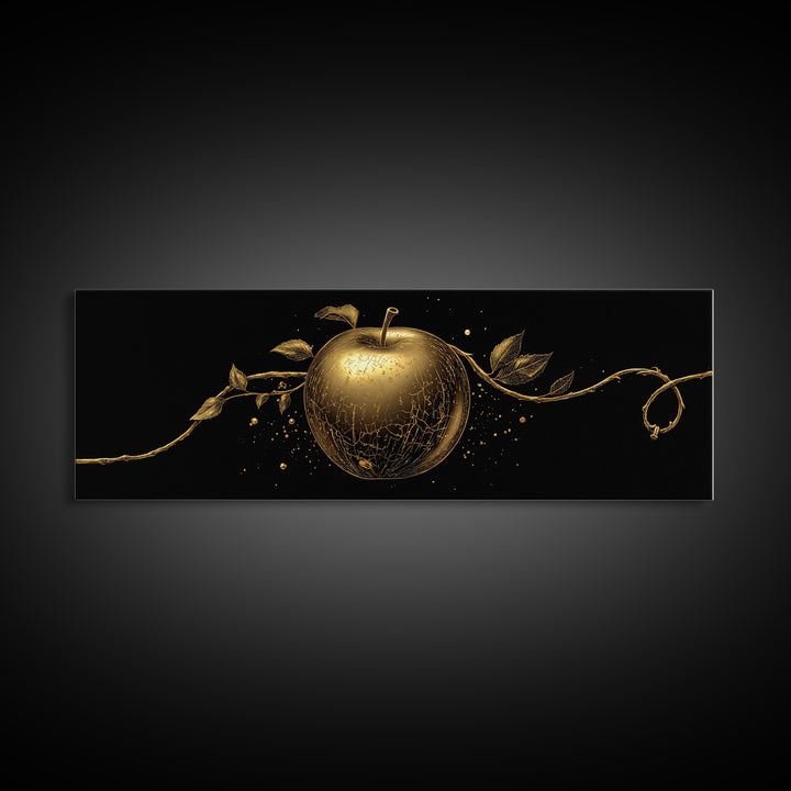 Golden Apple of Idunn Canvas Gold Art Norse Mythology Canvas Art Viking Decor framed in real wood, Unique Nordic Office Art