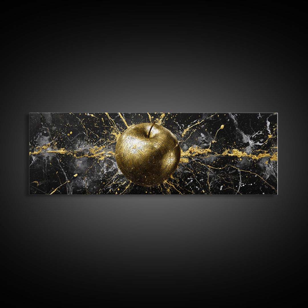 Golden Apple of Idunn Canvas Gold Art, Norse Mythology Canvas Art for Office or Dad Gift, Viking Wall Decor in wood frame