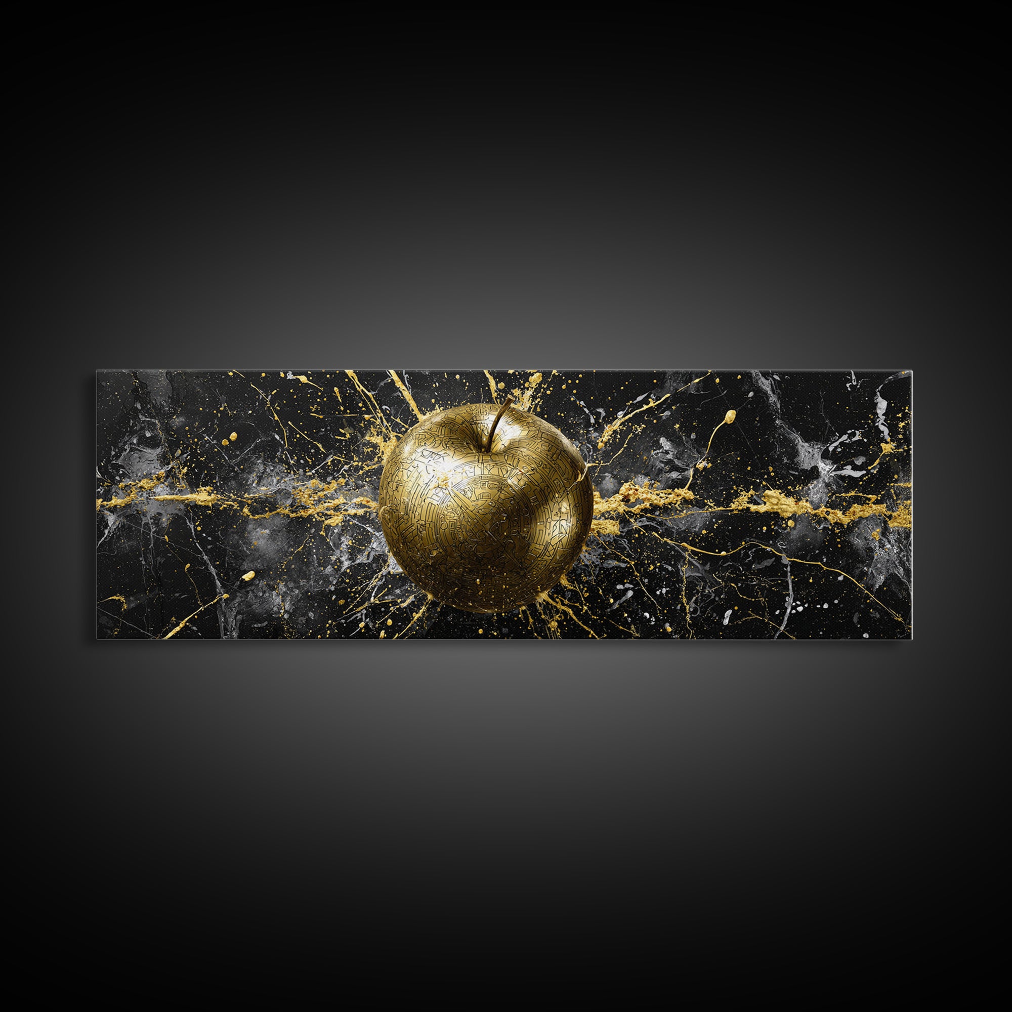 Golden Apple of Idunn Canvas Gold Art, Norse Mythology Canvas Art for Office or Dad Gift, Viking Wall Decor in wood frame