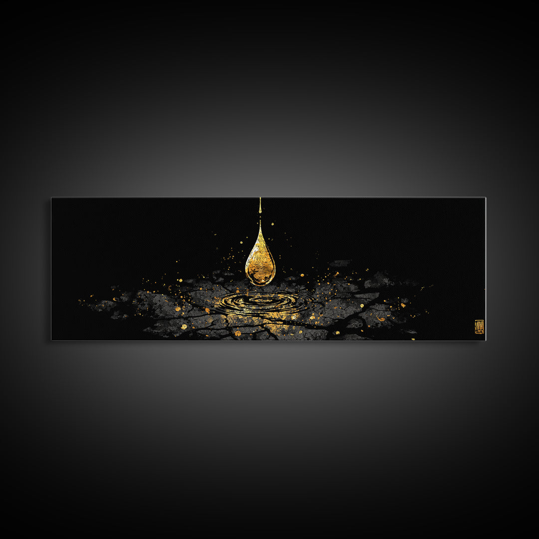Odin’s Golden Tear Canvas Gold Art, Norse Mythology Inspired Canvas Art Wall Decor, Viking Office Accent framed in wood