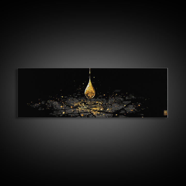 Odin’s Golden Tear Canvas Gold Art, Norse Mythology Inspired Canvas Art Wall Decor, Viking Office Accent framed in wood