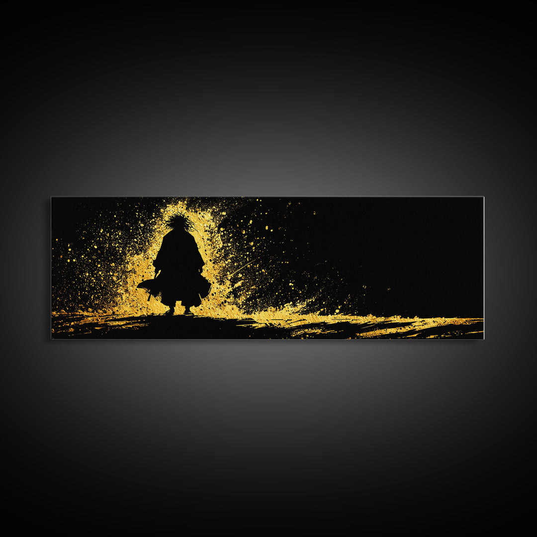 Njord Norse God of the Sea Canvas Gold Art Canvas Art – Viking Ocean Wall Art, Nordic Mythology Office Decor, natural wood framed