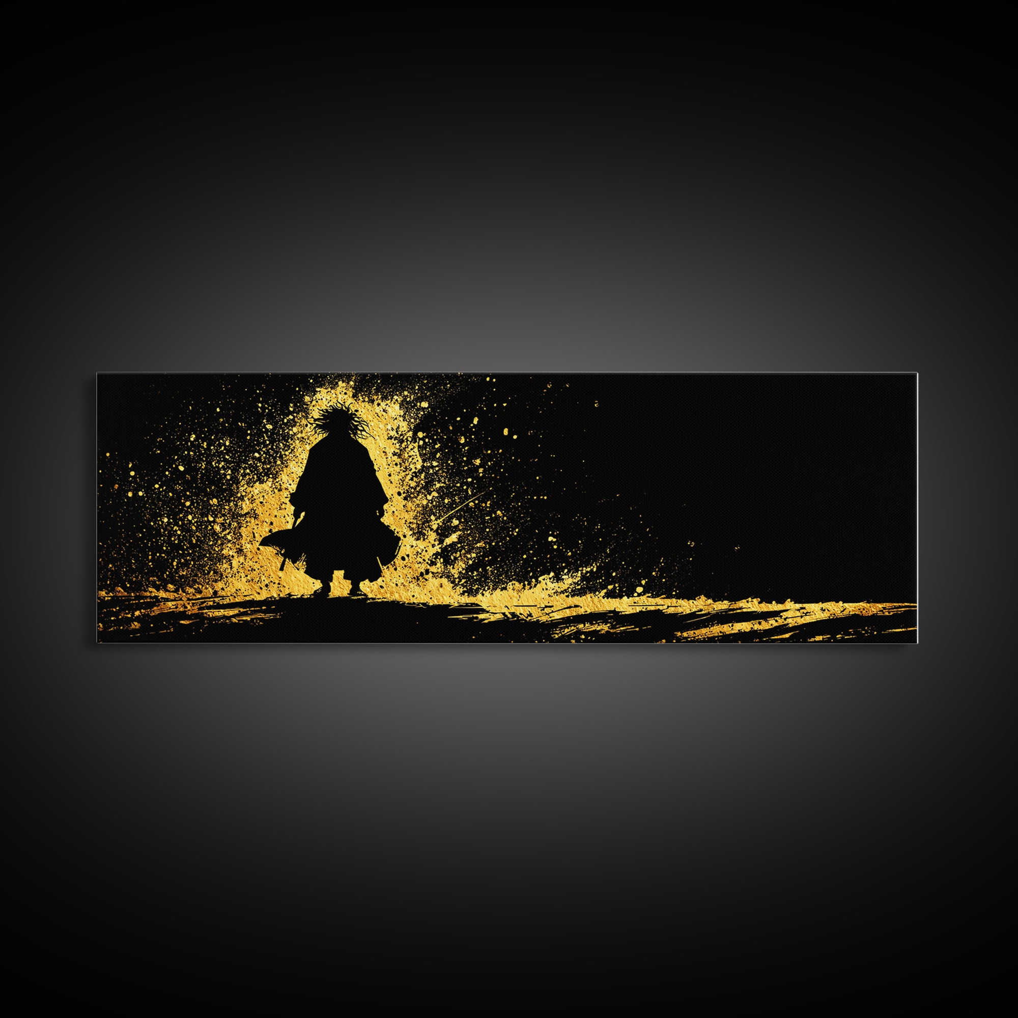 Njord Norse God of the Sea Canvas Gold Art Canvas Art – Viking Ocean Wall Art, Nordic Mythology Office Decor, natural wood framed