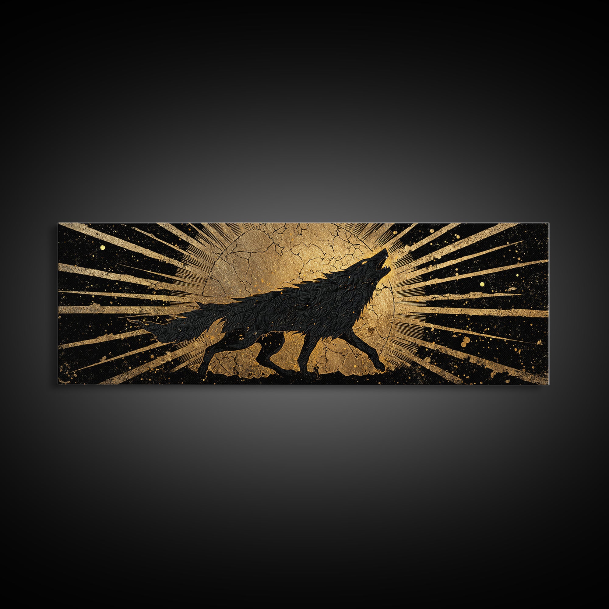 Canvas Gold Art Ragnarok Canvas Art | Norse Mythology Wall Decor framed in rustic wood | Viking Epic Gift for Him or Dad