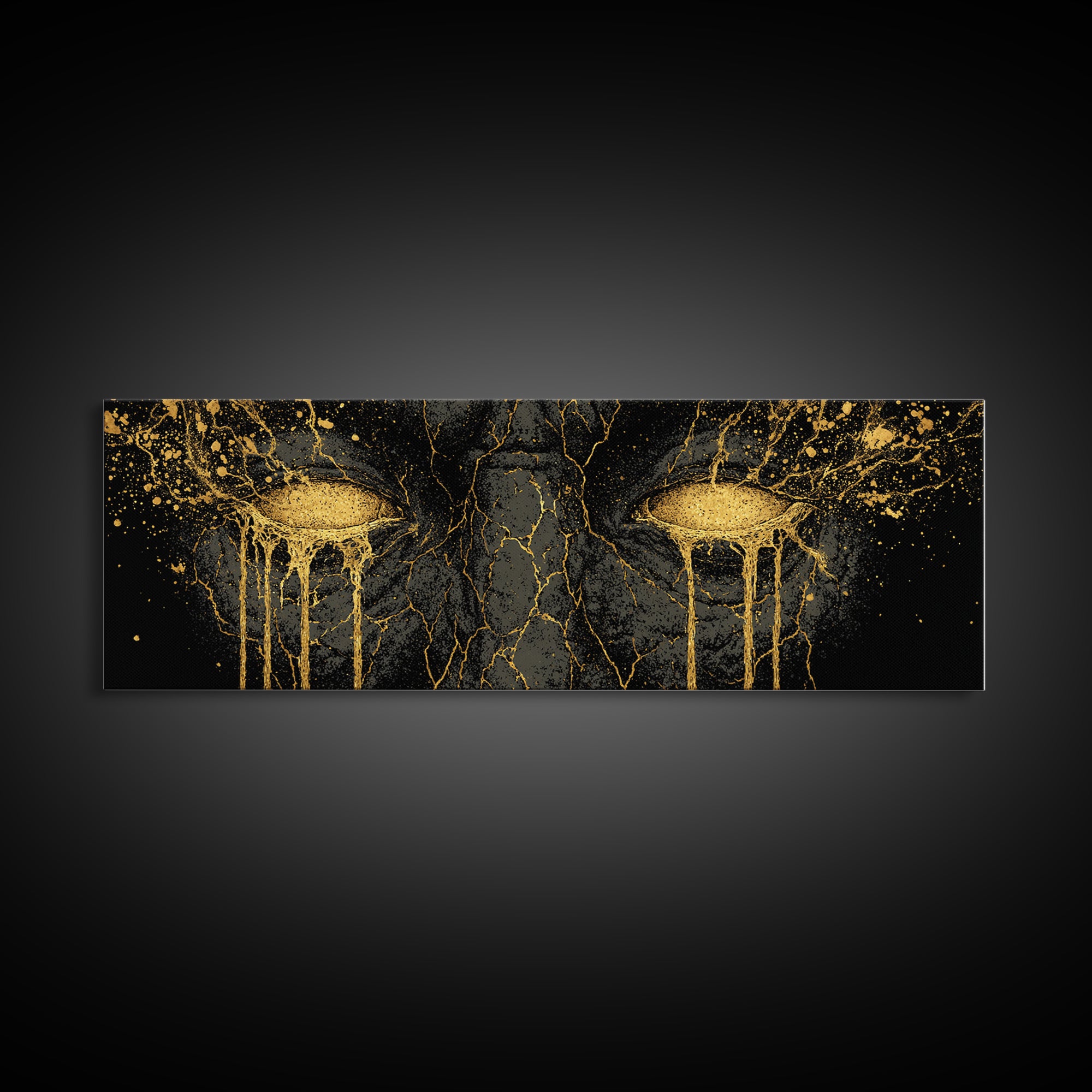 Canvas Gold Art of Ymir Norse Mythology, Nordic Canvas Art with Real Wood Frame, Viking Wall Decor Gift for Dad or Husband
