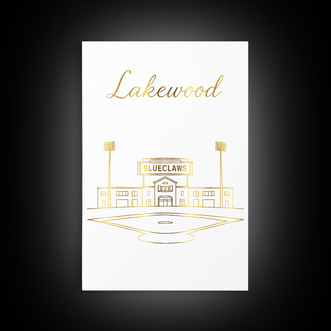 Lakewood Travel Poster, Canvas Print, White Gold Minimalist Art, Lakewood City Art, Mid Century Wall Art, Home Office Decor, Poster Print