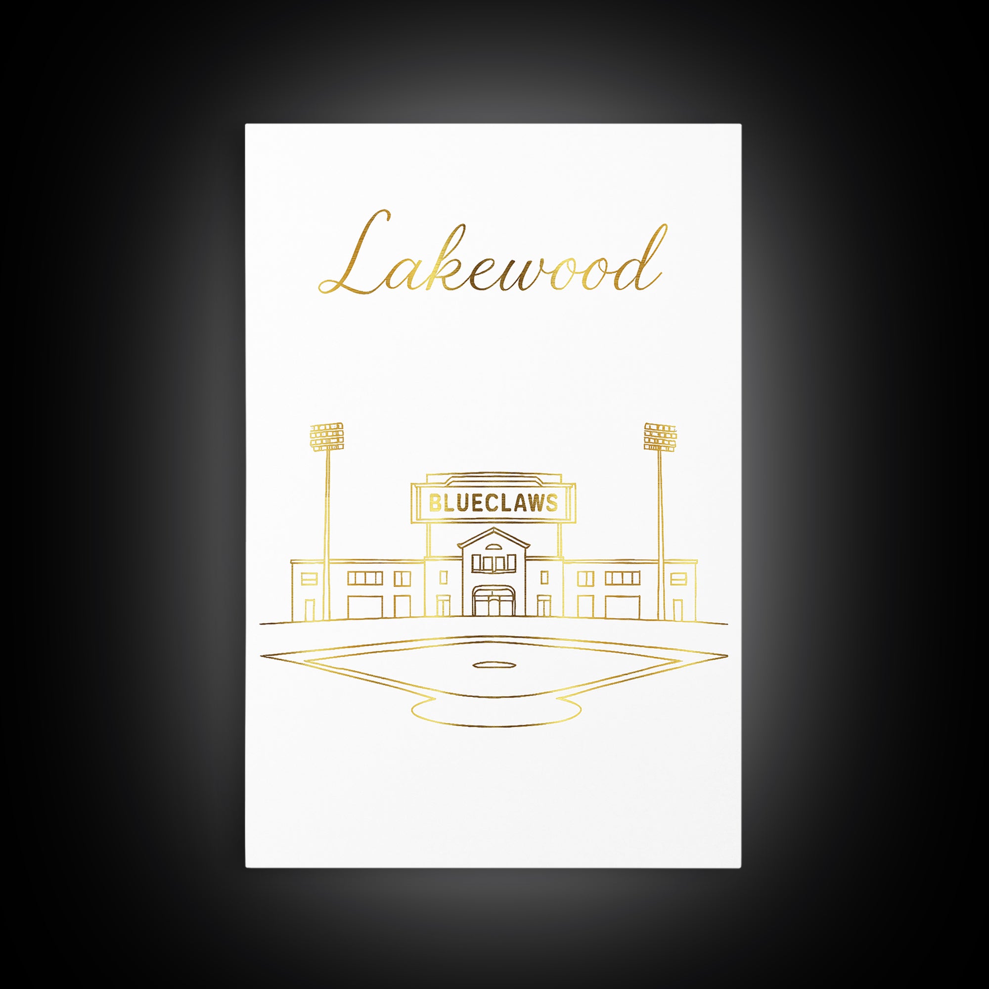 Lakewood Travel Poster, Canvas Print, White Gold Minimalist Art, Lakewood City Art, Mid Century Wall Art, Home Office Decor, Poster Print
