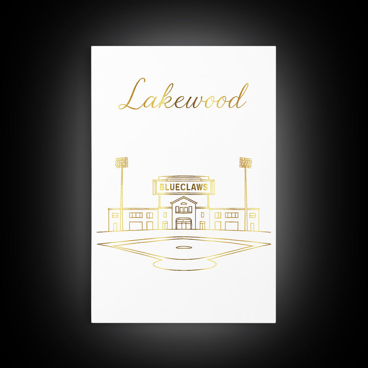 Lakewood Travel Poster, Canvas Print, White Gold Minimalist Art, Lakewood City Art, Mid Century Wall Art, Home Office Decor, Poster Print