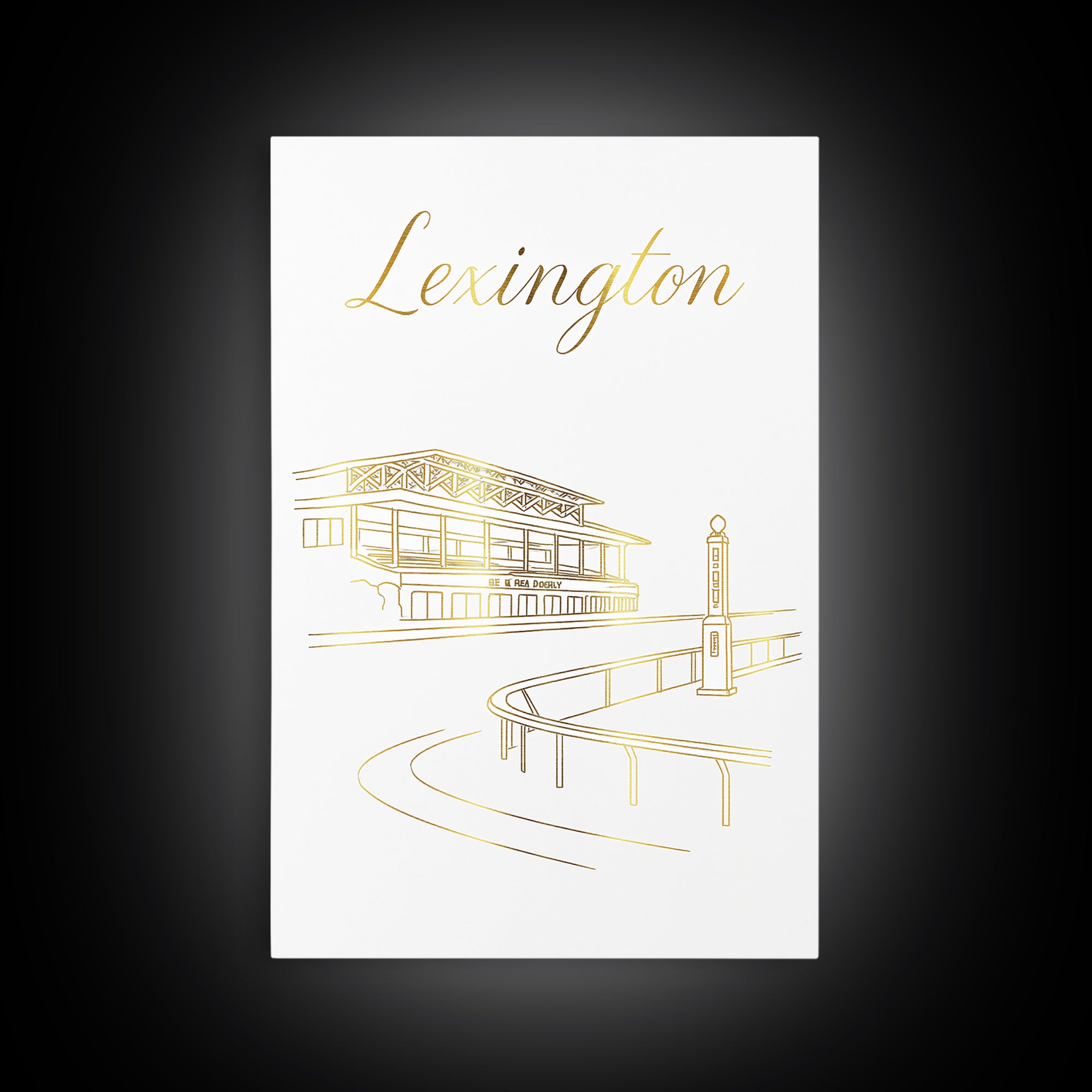 Lexington Travel Poster, Canvas Print, Gold Outline Poster Art, Lexington Wall Art, Gift For Travelers, Vintage Travel Print, Art Print