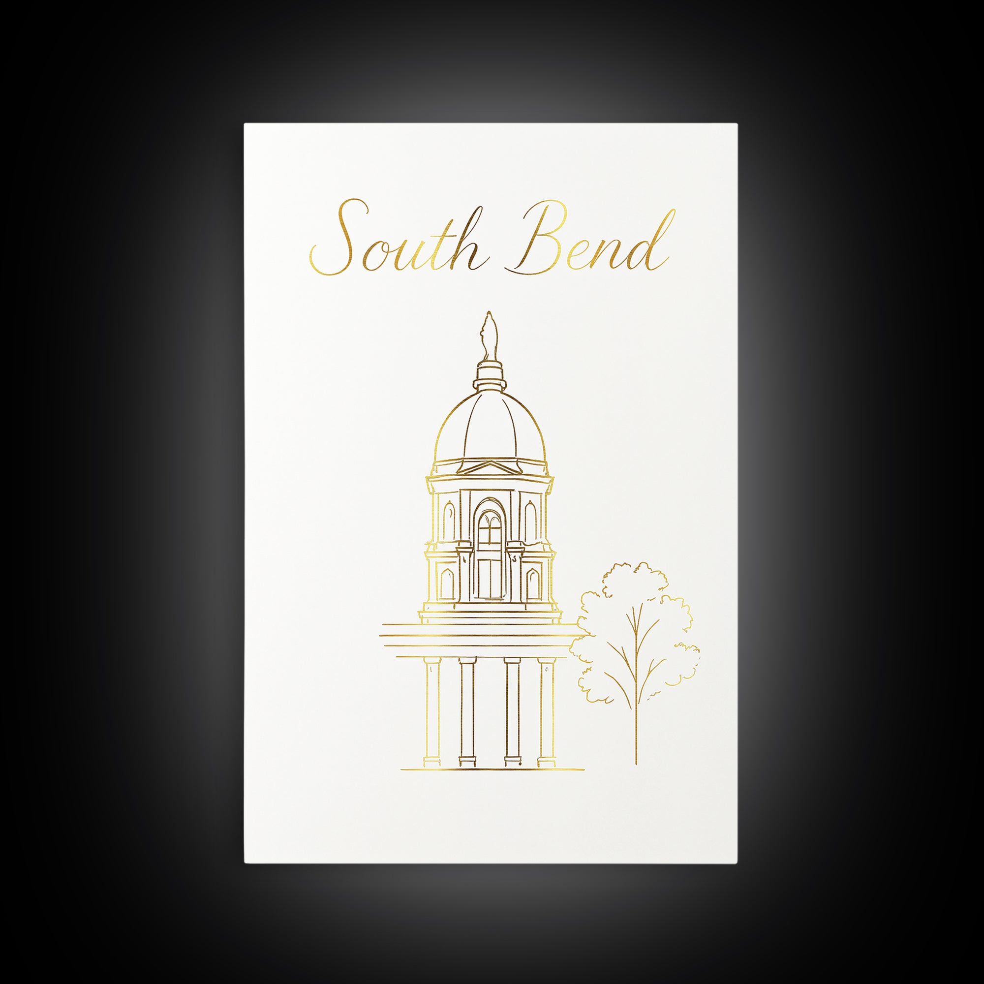 South Bend Travel Poster, Framed Canvas Print, Clean Sketch Wall Art, South Bend City Art, Vintage City Art, Vintage Travel Art