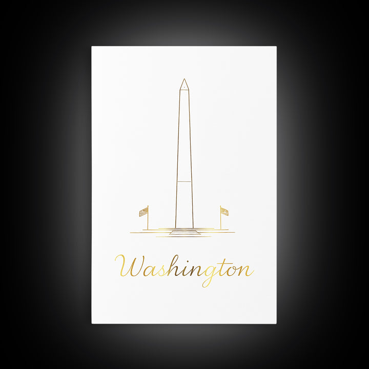 Washington DC Travel Poster, Canvas Print, Clean Sketch Wall Art, Washington DC Travel Art, Vintage City Art, City Art Print, Wall Art