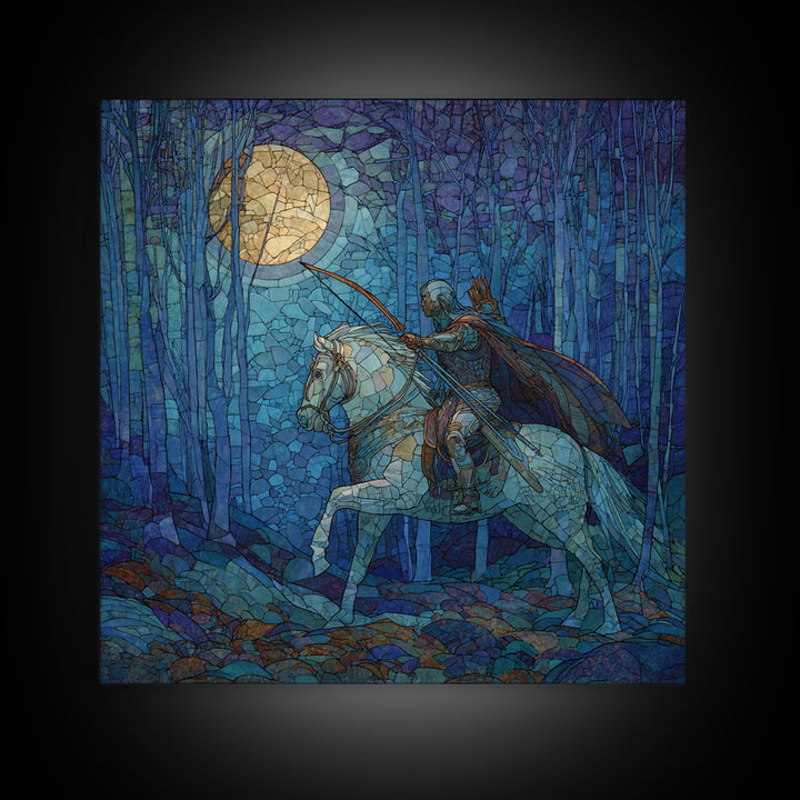 Centaur Archer in Misty Forest Framed Canvas Print, Mythological Art, Luxury Decor, Living Room Decor, Fine Art, Legend, MYT-1x1-40