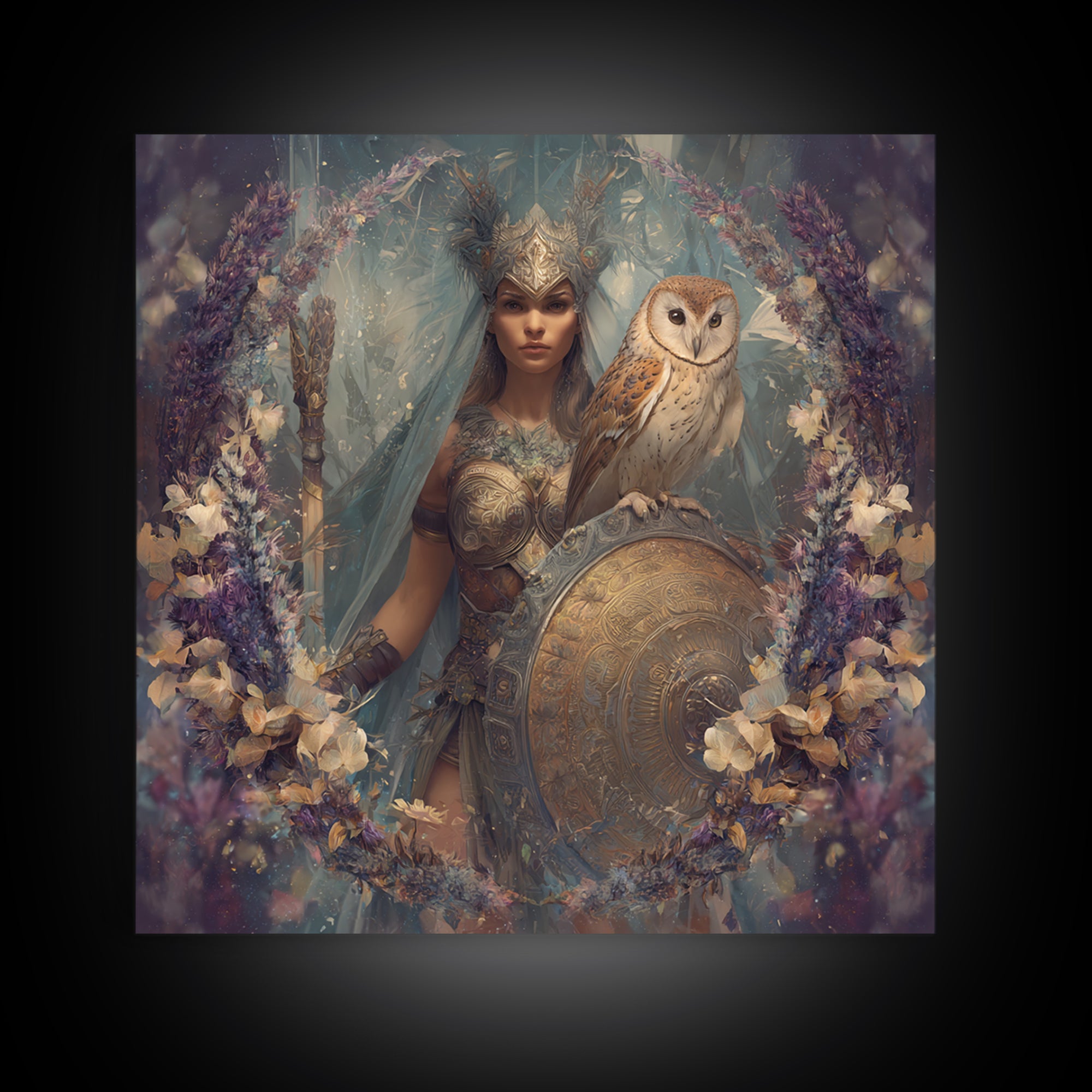 Athena Warrior Woman Framed Canvas Print, Mythological Art, Digital Art Download, Living Room Decor, Oil Painting, Legend, MYT-1x1-74