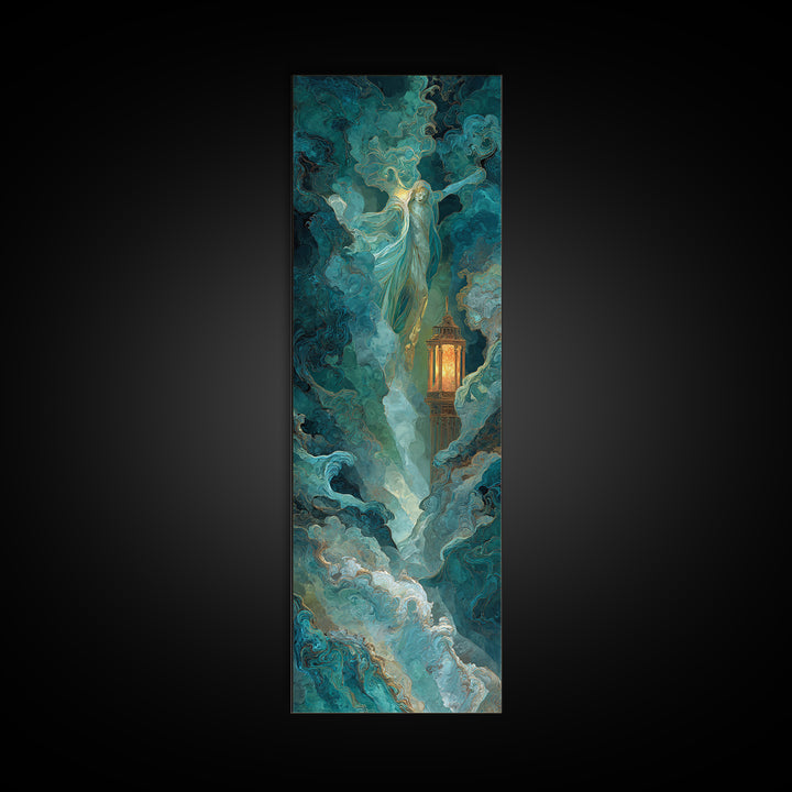Poseidon Figure Rising from Stormy Ocean Canvas Print, Mythological Art, Print, Living Room Decor, Legend, Dark Academia Decor, MYT-1x3-39