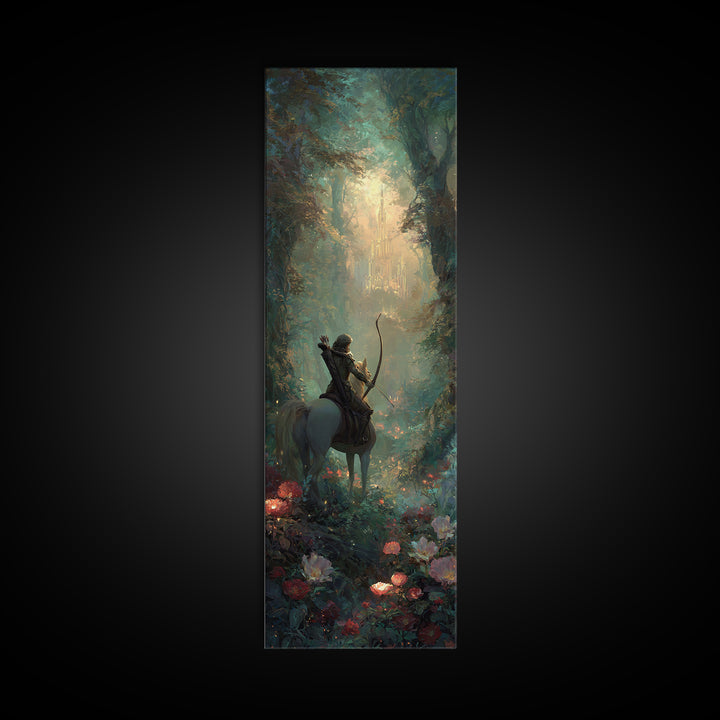 Centaur Archer in Misty Forest Framed Canvas Print, Mythological Art, Modern Decor, Living Room Decor, Oil Painting, Legend, MYT-1x3-4