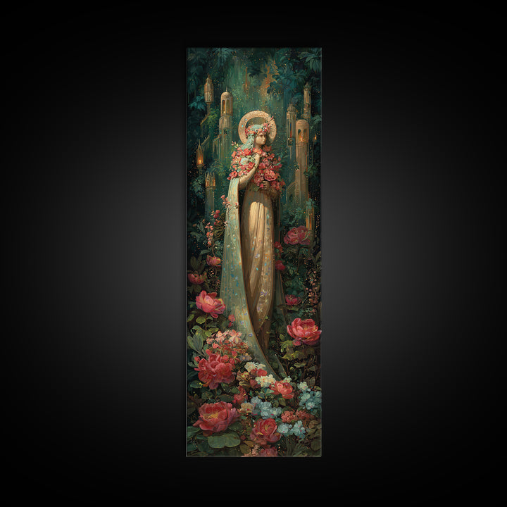 Ancient Goddess Statue Covered Canvas Print, Mythological Art, Art, Living Room Decor, Fine Art, Legend, Gothic Home Decor, MYT-1x3-60