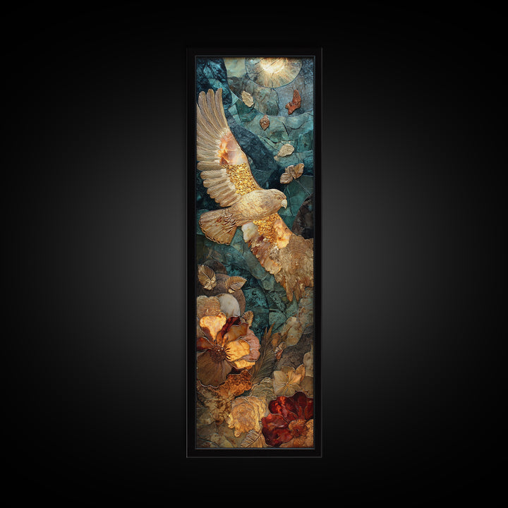 Icarus Falling Through Golden Sky and Feathers Canvas Print, Mythological Art, Printable Wall Art, Living Room Decor, Legend, MYT-1x3-64
