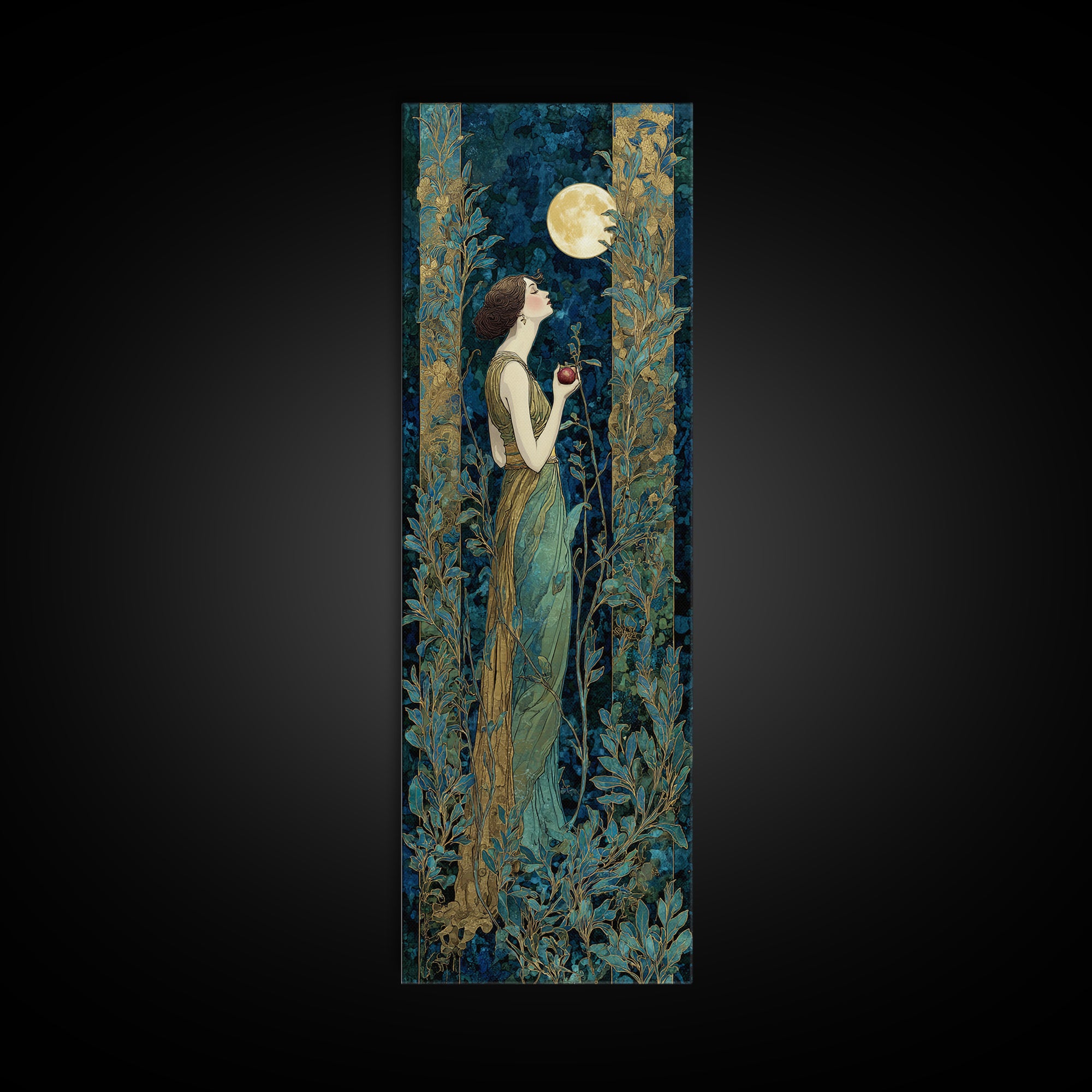 Persephone Holding Pomegranate Framed Canvas Print, Mythological Art, Gallery Wall Art, Living Room Decor, Fine Art, Legend, MYT-1x3-91