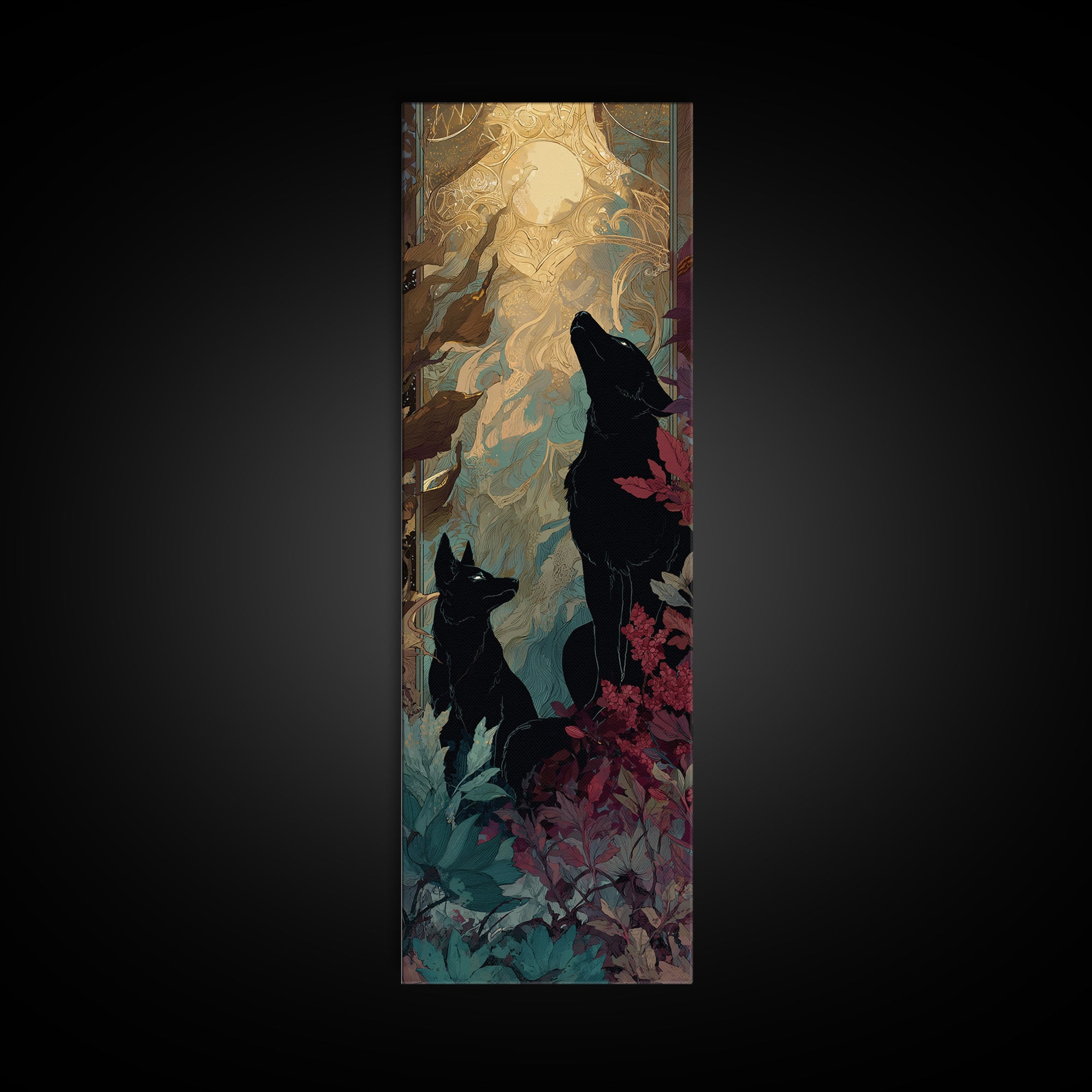 Hades and Cerberus Silhouette Framed Canvas Print, Mythological Art, Printable Art, Living Room Decor, Fine Art, Legend, MYT-1x3-92