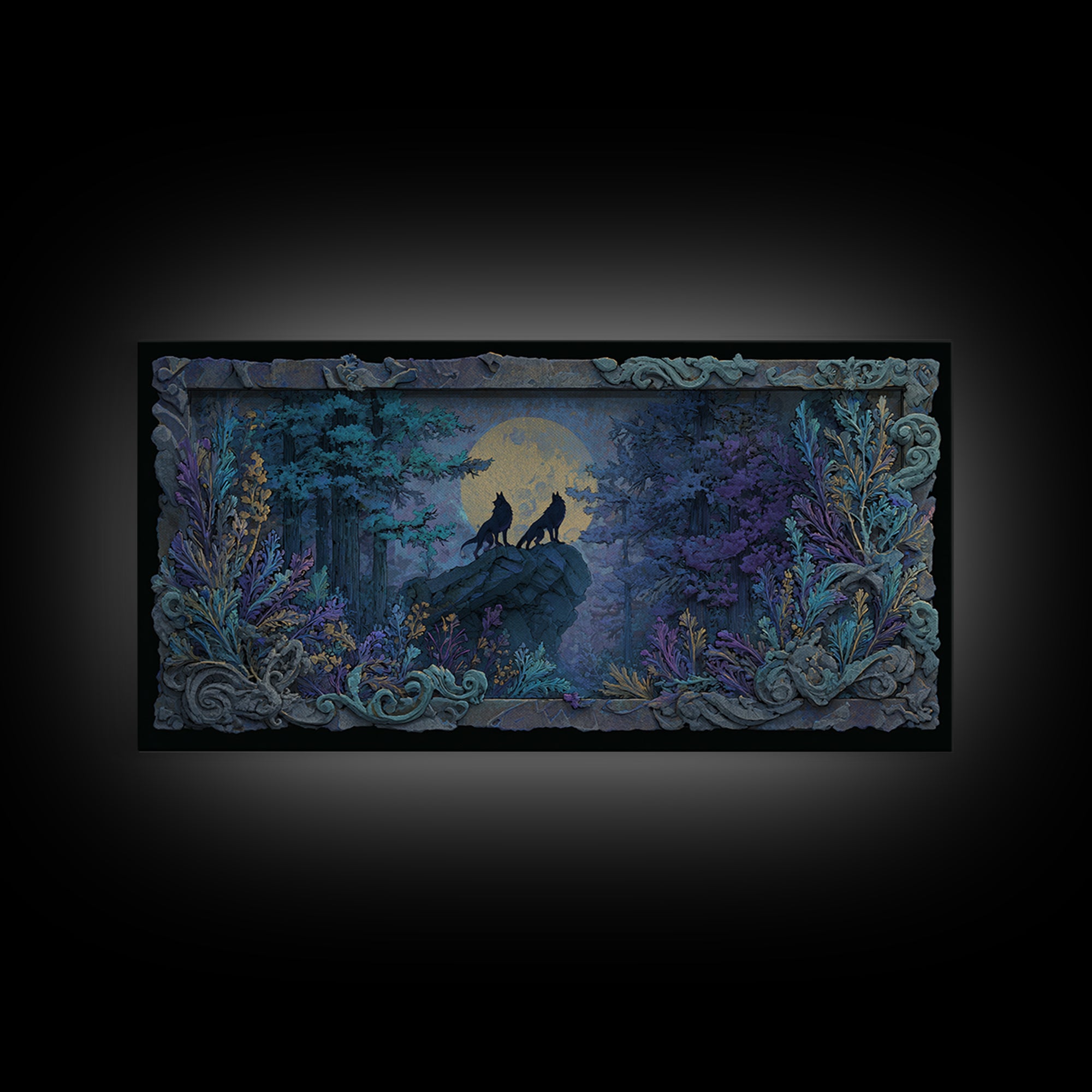 Hades and Cerberus Silhouette Framed Canvas Print, Mythological Art, Minimalist Decor, Living Room Decor, Fine Art, Legend, MYT-2x1-28