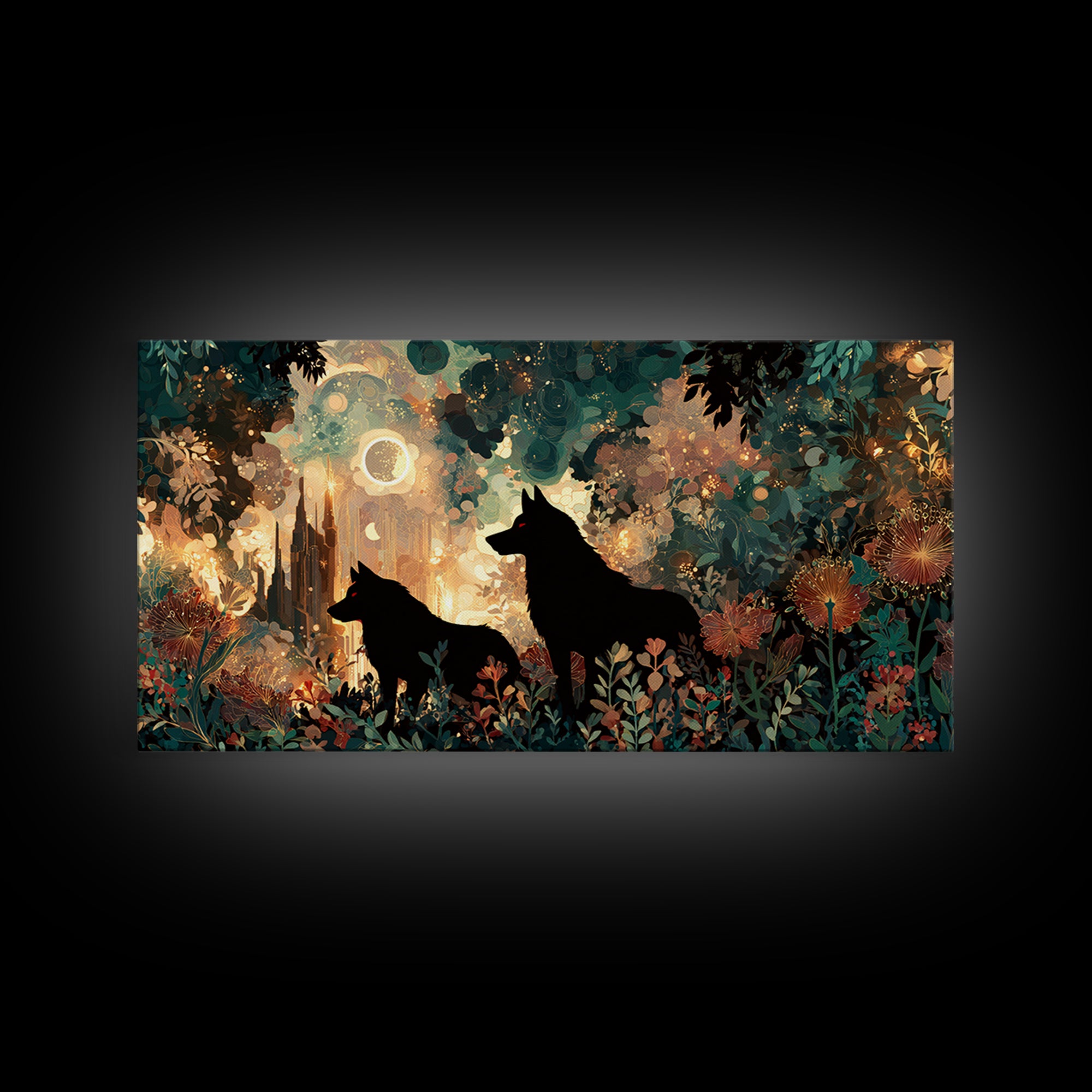 Hades and Cerberus Silhouette Canvas Print, Mythological Art, Boho Decor, Living Room Decor, Fine Art, Legend, Prints, MYT-2x1-4