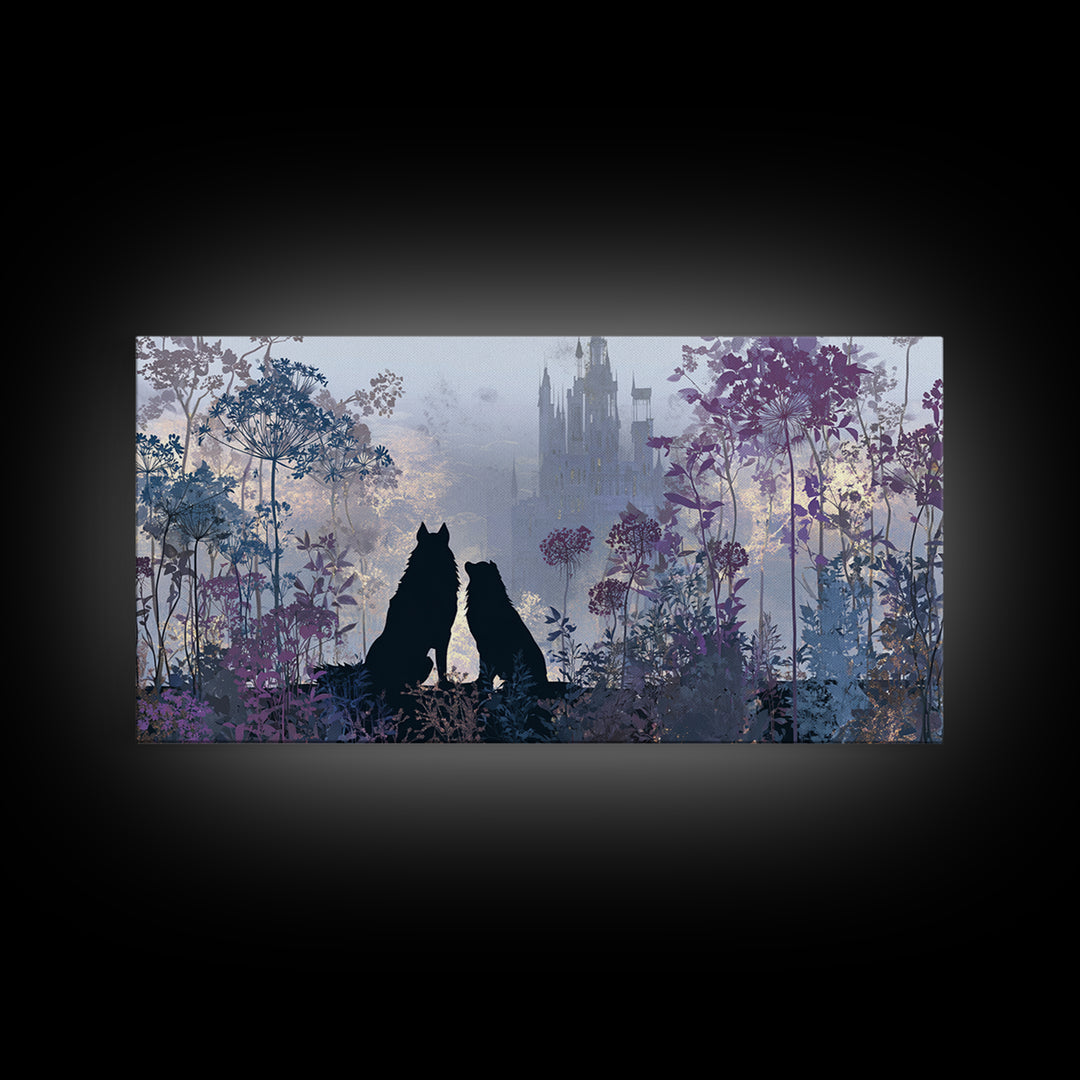 Hades and Cerberus Silhouette Canvas Print, Mythological Art, Wall Decor, Living Room Decor, Fine Art, Legend, Printable Art, MYT-2x1-52