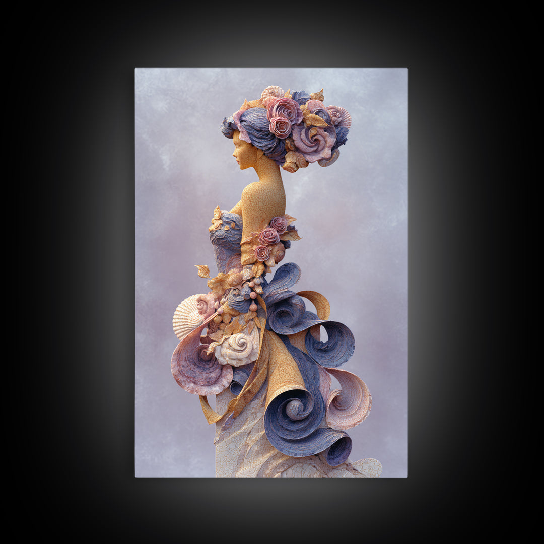 Roman Venus Figure Framed Canvas Print, Mythological Art, Statement Artwork, Living Room Decor, Fine Art, Legend, Wall Decor, MYT-2x3-2