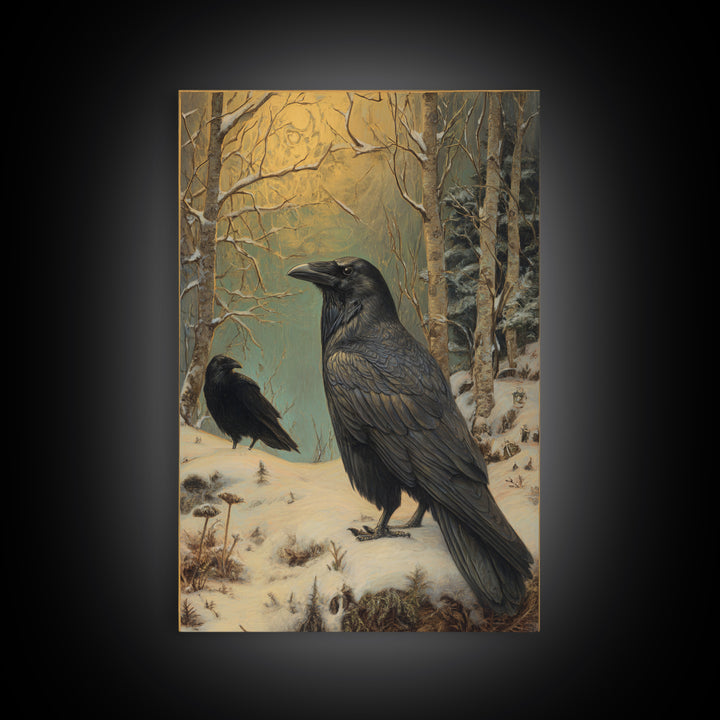 Odin Raven Pair Framed Canvas Print, Mythological Art, Room Decor, Living Room Decor, Fine Art, Legend, Art Print, Digital Art, MYT-2x3-51