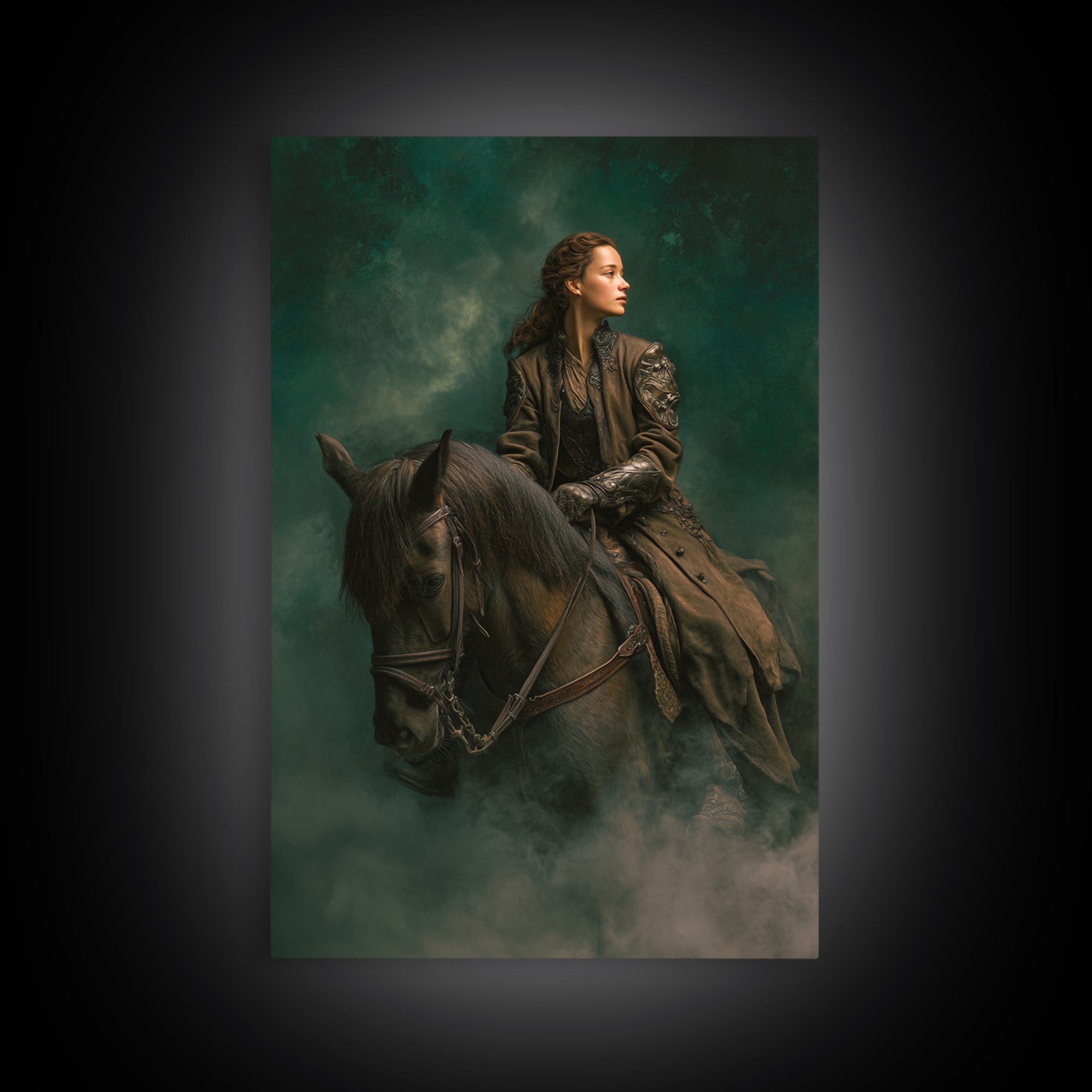 Norse Valkyrie Riding Through Storm Clouds Canvas Print, Mythological Art, Gothic Home Decor, Living Room Decor, Legend, MYT-2x3-89