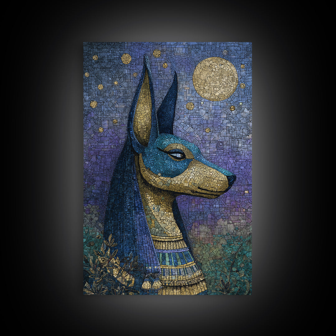 Anubis Profile with Desert Stars Canvas Print, Mythological Art, Printable Art, Living Room Decor, Legend, Unique Home Decor, MYT-2x3-91