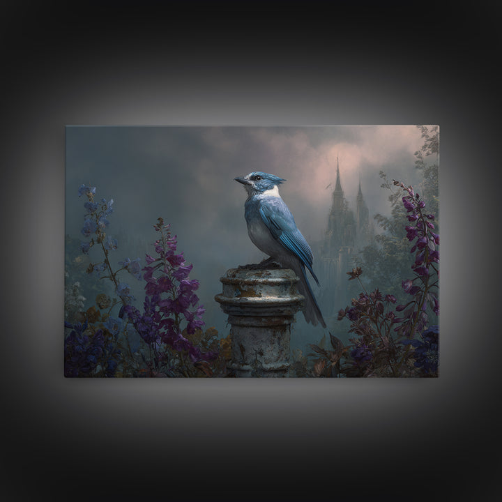 Griffin Perched on Ancient Stone Column Framed Canvas Print, Mythological Art, Art Print, Living Room Decor, Fine Art, Legend, MYT-3x2-18