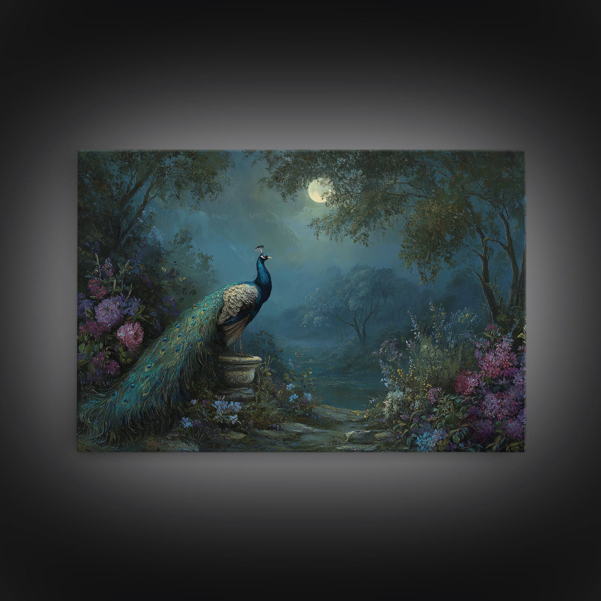 Hera Peacock Symbolism Framed Canvas Print, Mythological Art, Gothic Home Decor, Living Room Decor, Oil Painting, Legend, MYT-3x2-50
