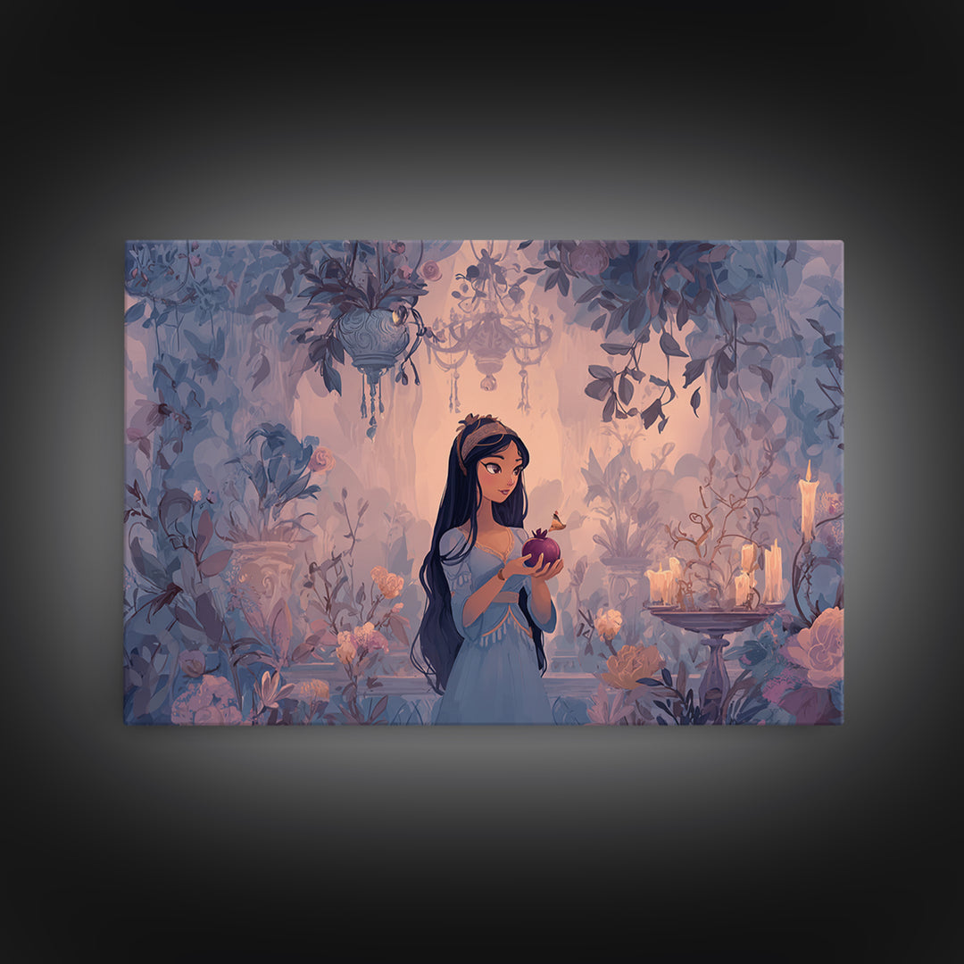 Persephone Holding Pomegranate Framed Canvas Print, Mythological Art, Luxury Decor, Living Room Decor, Fine Art, Legend, MYT-3x2-59