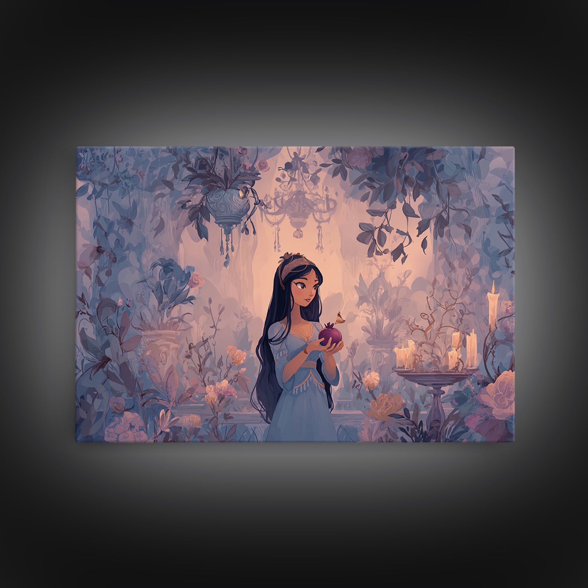 Persephone Holding Pomegranate Framed Canvas Print, Mythological Art, Luxury Decor, Living Room Decor, Fine Art, Legend, MYT-3x2-59