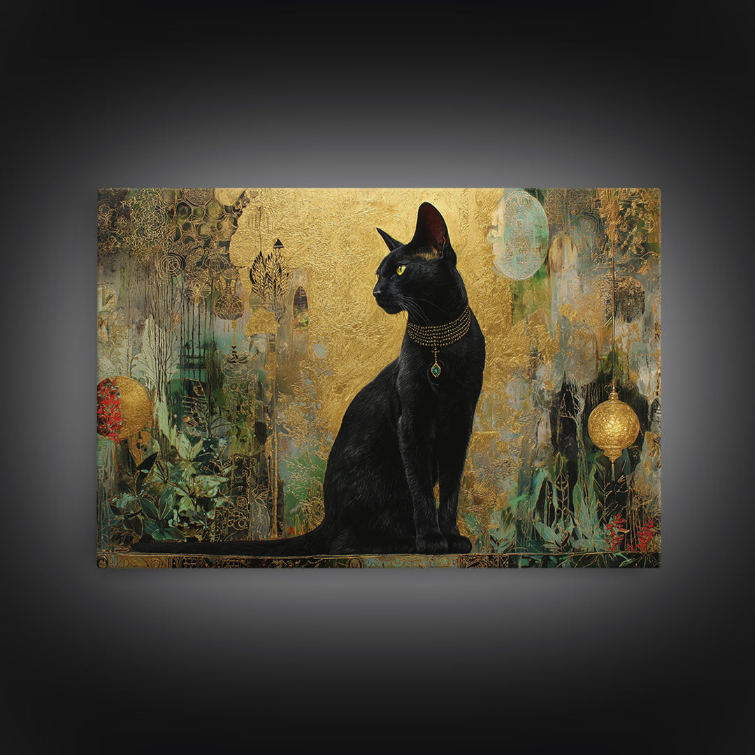 Bastet Cat Goddess Framed Canvas Print, Mythological Art, Home Decor, Living Room Decor, Fine Art, Legend, Contemporary Art, MYT-3x2-64