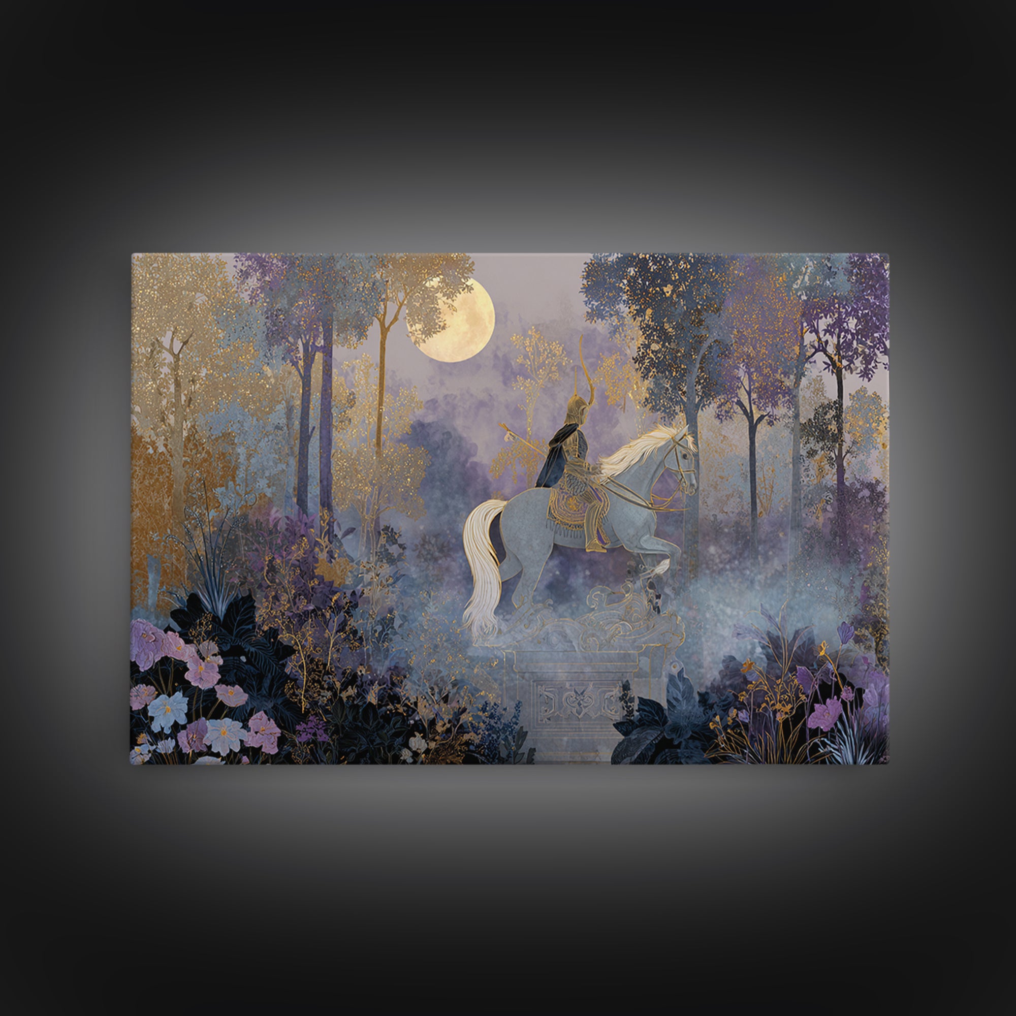 Centaur Archer in Misty Forest Canvas Print, Mythological Art, Gallery Decor, Living Room Decor, Oil Painting, Legend, MYT-3x2-68