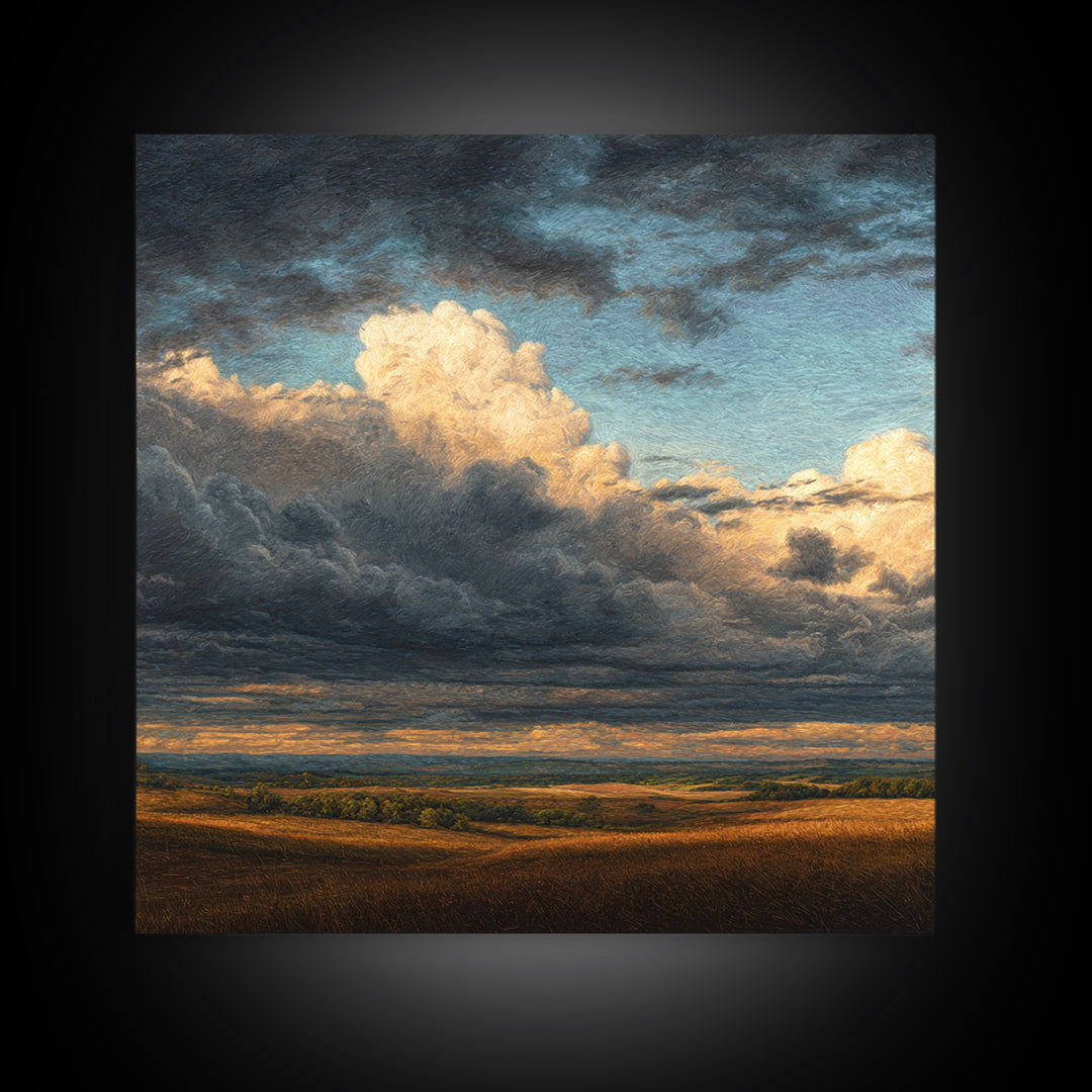 Storm Clouds over a Rolling Prairie Canvas Print, Nature Art, Mountain Wall Art, Living Room Decor, Fine Art, Nature, NAT-1x1-14
