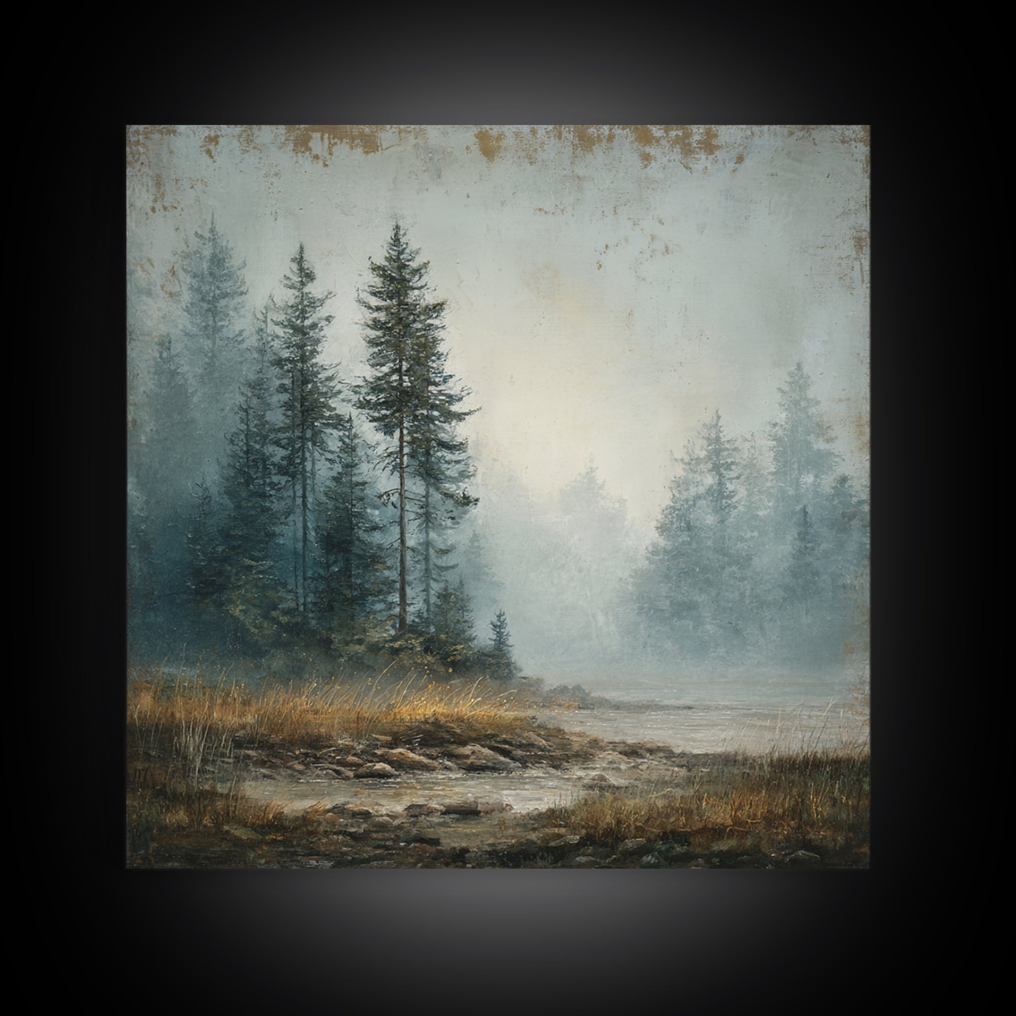 Moody Pine Forest Canvas Print, Nature Art, Digital Download Art, Living Room Decor, Fine Art, Nature, Luxury Decor, Art Print, NAT-1x1-17