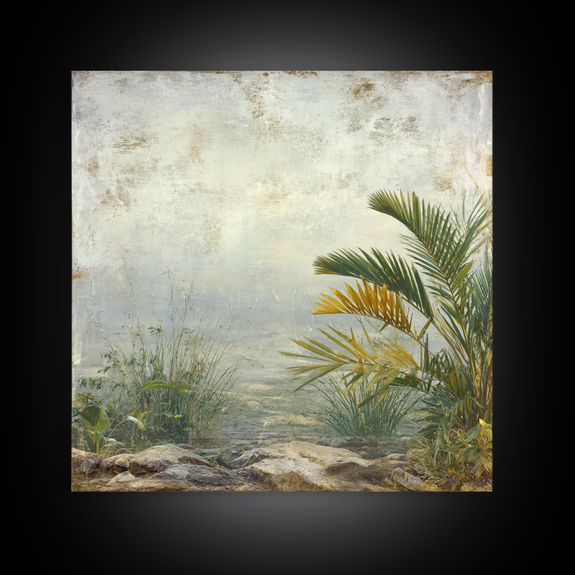 Tropical Jungle Leaves Framed Canvas Print, Nature Art, Ocean Art, Living Room Decor, Fine Art, Nature, Art Print, NAT-1x1-21
