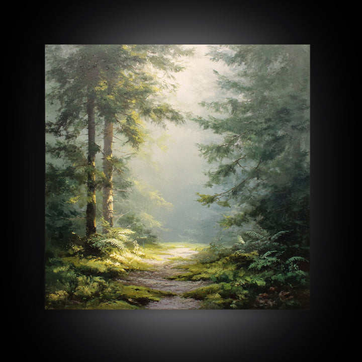 Sunlit Forest Path Canvas Print, Nature Art, Modern Decor, Living Room Decor, Fine Art, Nature, Home Decor, Poster, Wall Decor, NAT-1x1-25