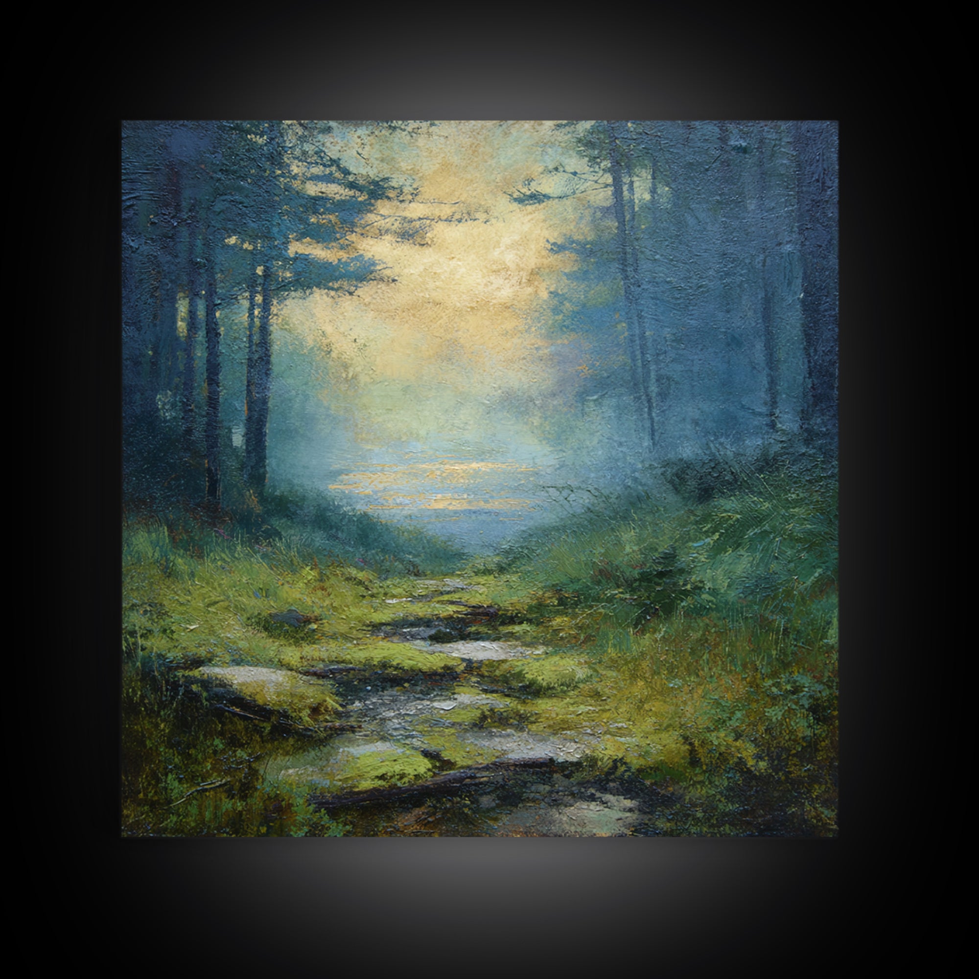 Sunlit Forest Path Canvas Print, Nature Art, Modern Decor, Living Room Decor, Fine Art, Nature, Home Decor, Poster, Wall Decor, NAT-1x1-49