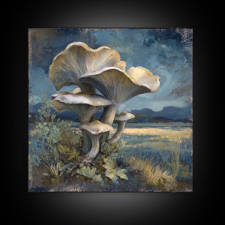 Mushroom Cluster in Enchanted Woodland Canvas Print, Nature Art, Nature Wall Art, Living Room Decor, Watercolor Art, Nature, NAT-1x1-55
