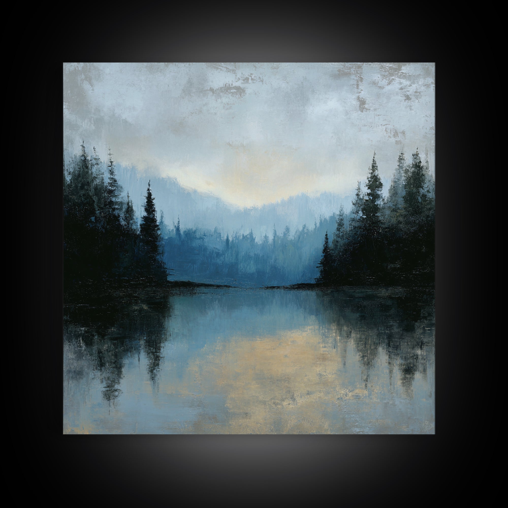 Misty Mountain Lake Canvas Print, Nature Art, Room Decor, Living Room Decor, Fine Art, Nature, Wall Hangings, Original Painting, NAT-1x1-77