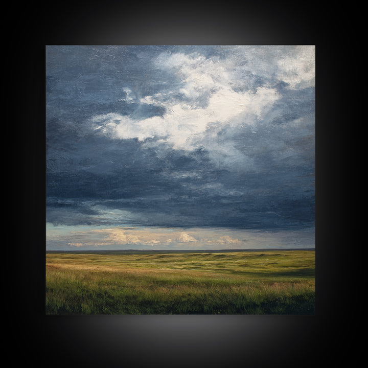 Storm Clouds over a Rolling Prairie Canvas Print, Nature Art, Modern Decor, Living Room Decor, Fine Art, Nature, Home Decor, NAT-1x1-86