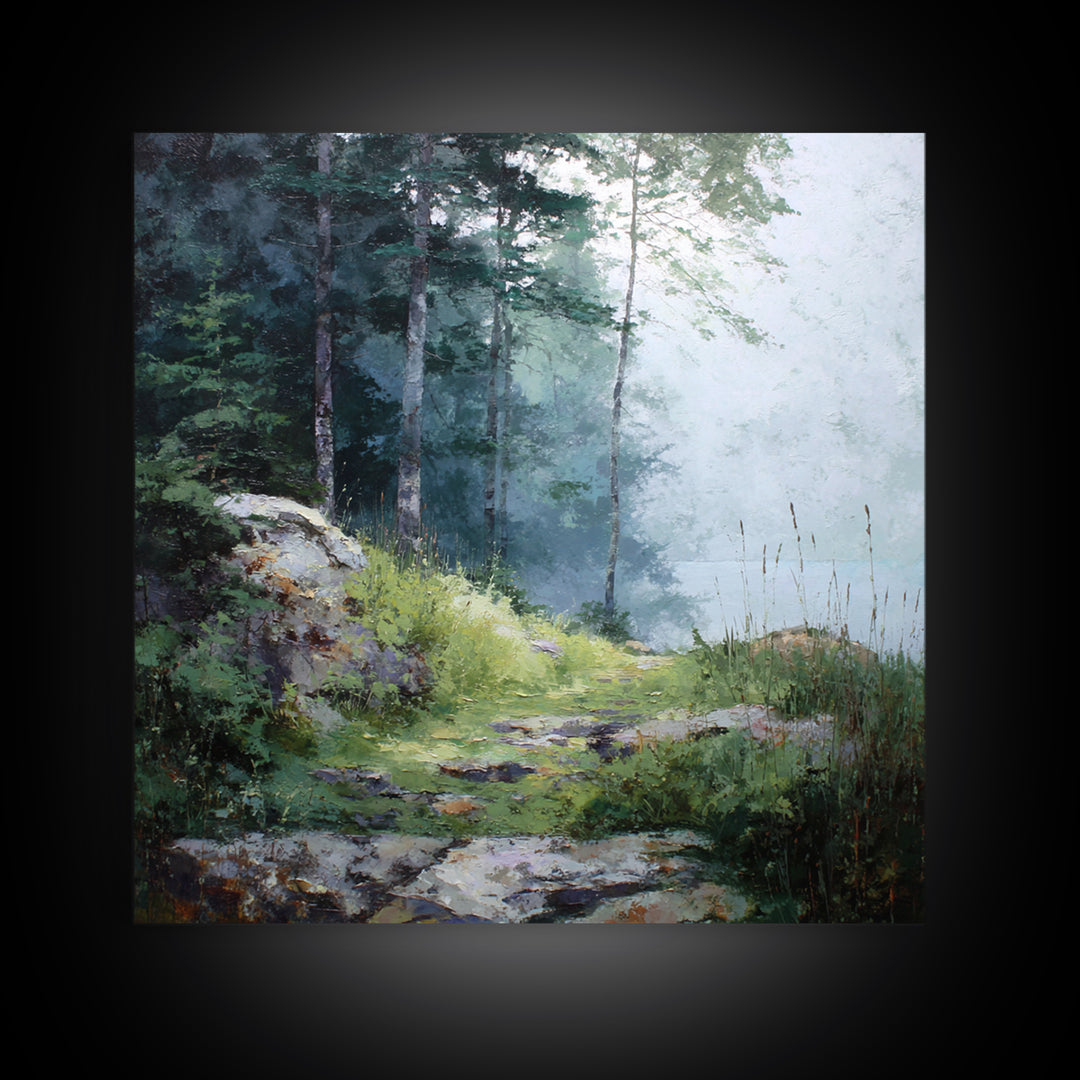 Sunlit Forest Path Canvas Print, Nature Art, Wall Art, Living Room Decor, Fine Art, Nature, Wood Wall Art, Abstract Wall Art, NAT-1x1-97